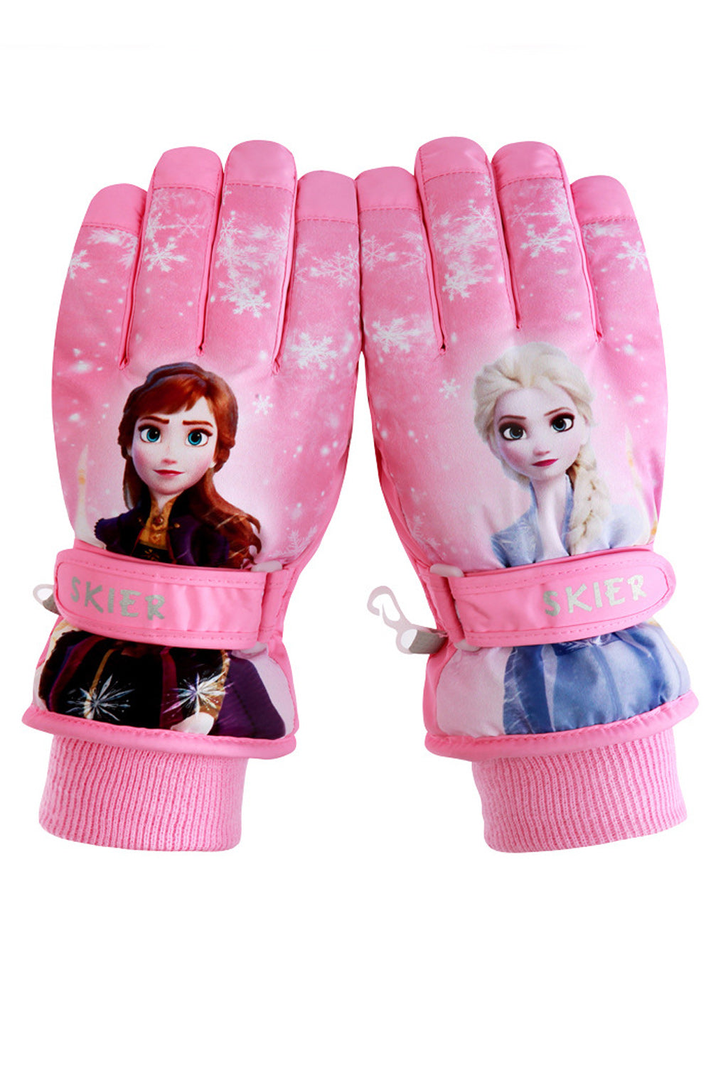Women Cute Barbie Doll Print Waterproof Outdoor Ski Gloves