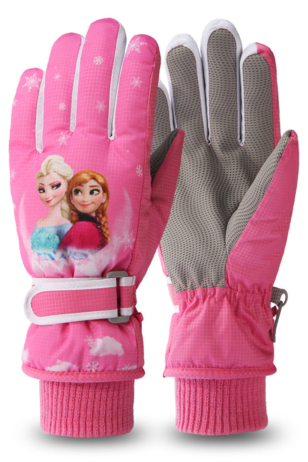 Women Cute Barbie Doll Print Waterproof Outdoor Ski Gloves