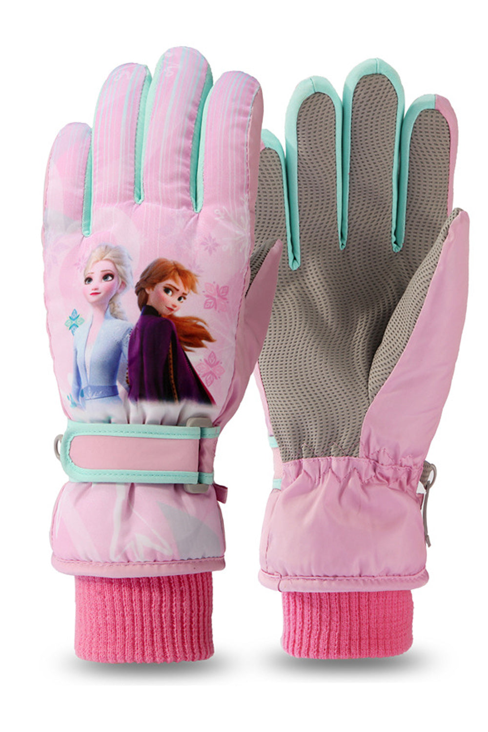 Women Cute Barbie Doll Print Waterproof Outdoor Ski Gloves