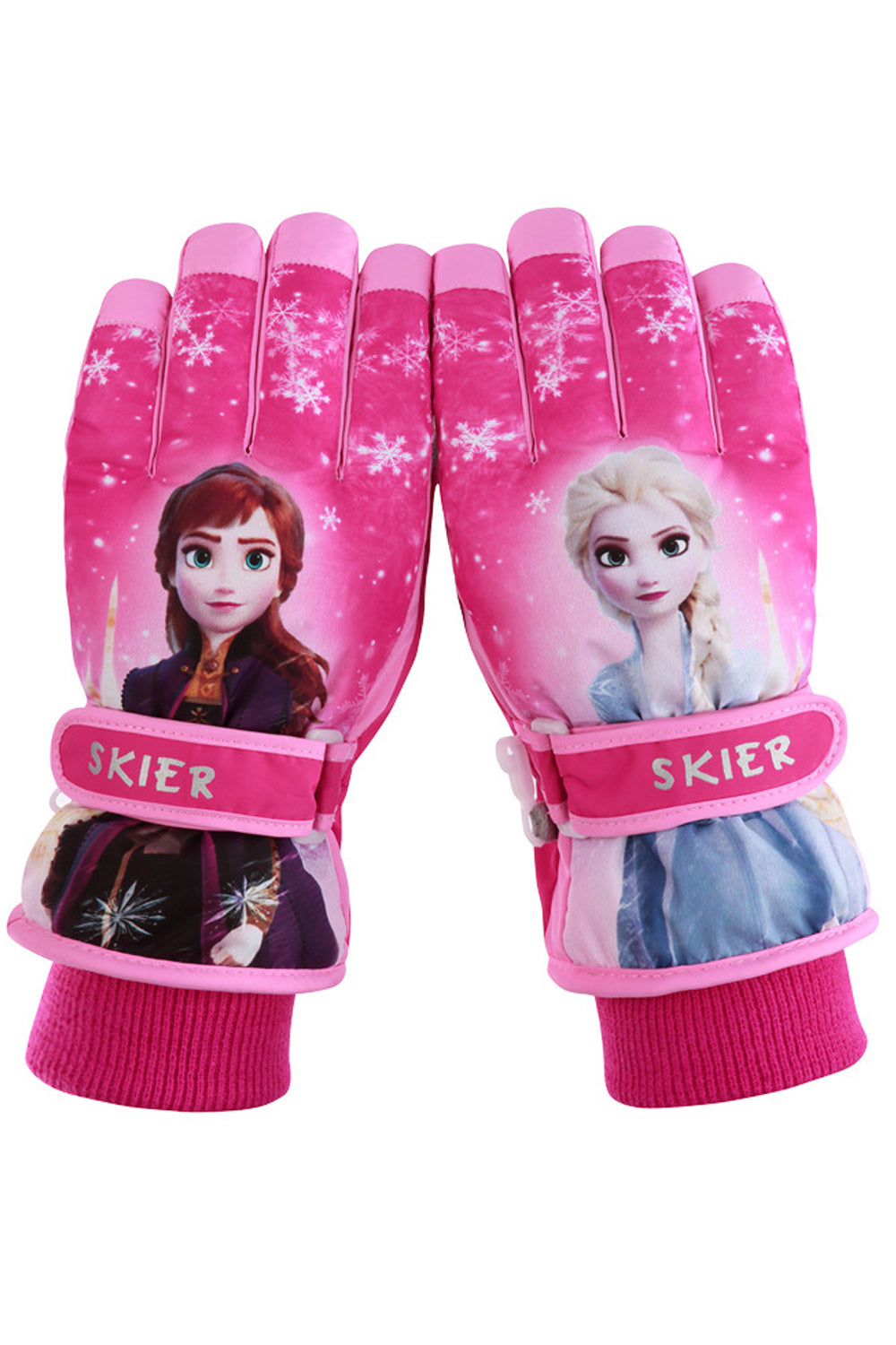 Women Cute Barbie Doll Print Waterproof Outdoor Ski Gloves