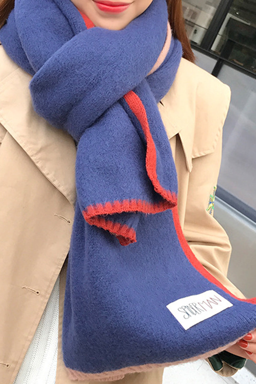 Women Elegant Solid Colored Knitted Material Cozy Muffler