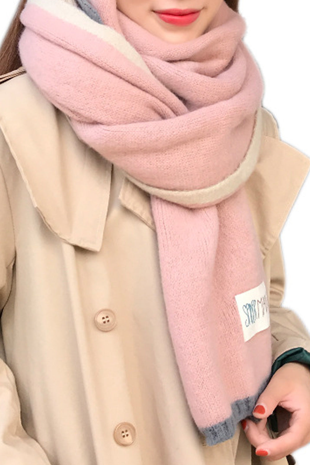 Women Elegant Solid Colored Knitted Material Cozy Muffler