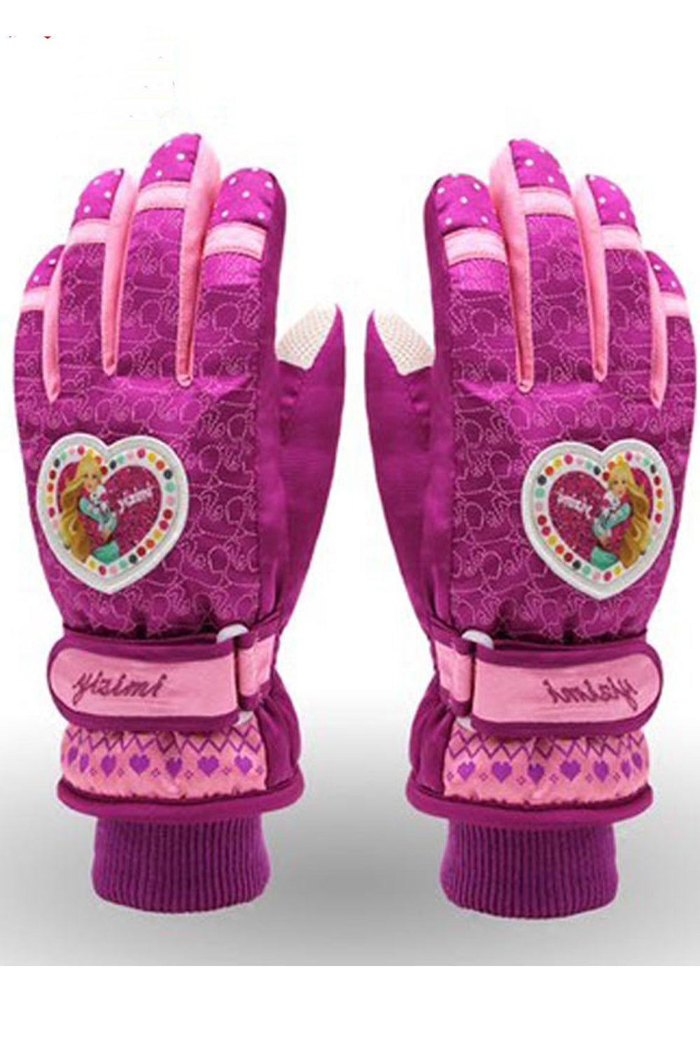 Women Thick Cartoon Printed Elastic Cuffed Ski Gloves