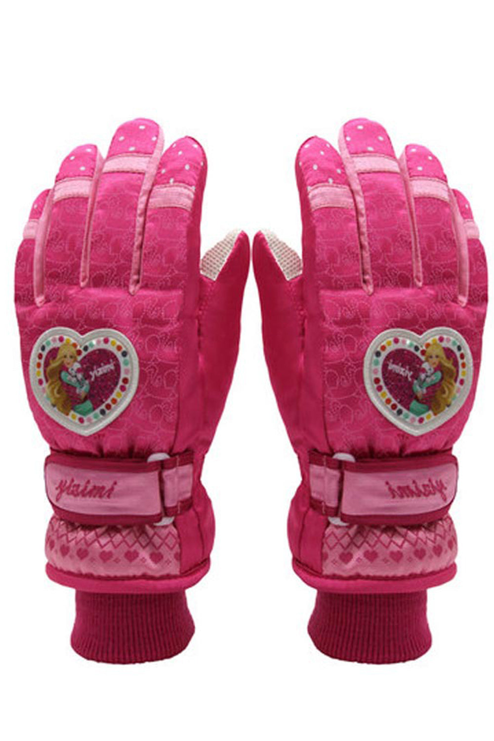 Women Thick Cartoon Printed Elastic Cuffed Ski Gloves