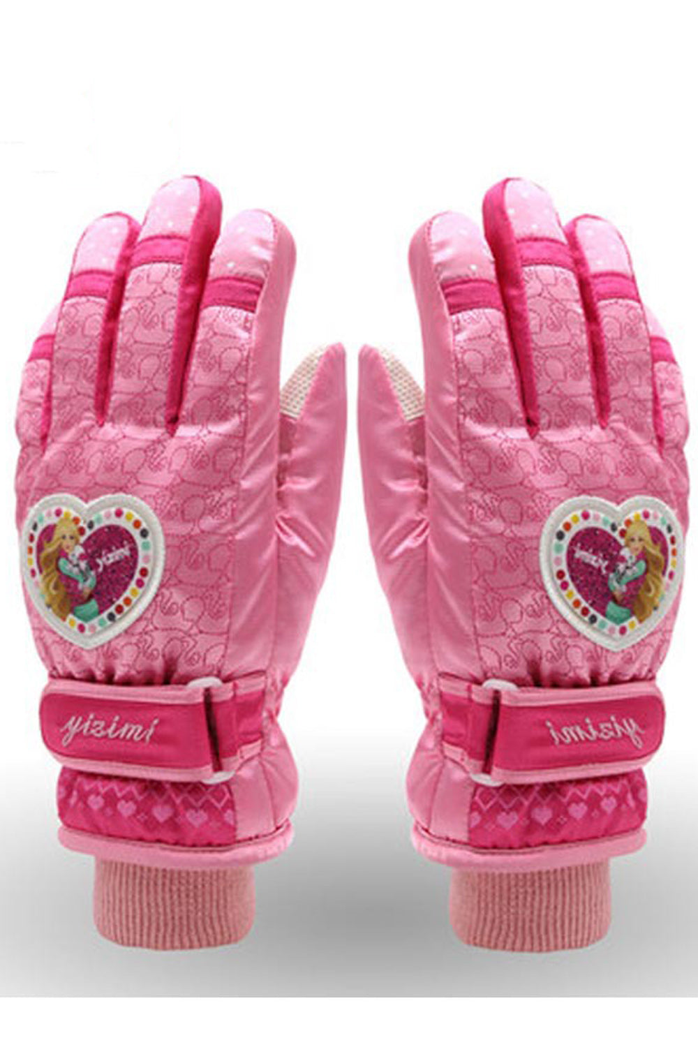 Women Thick Cartoon Printed Elastic Cuffed Ski Gloves