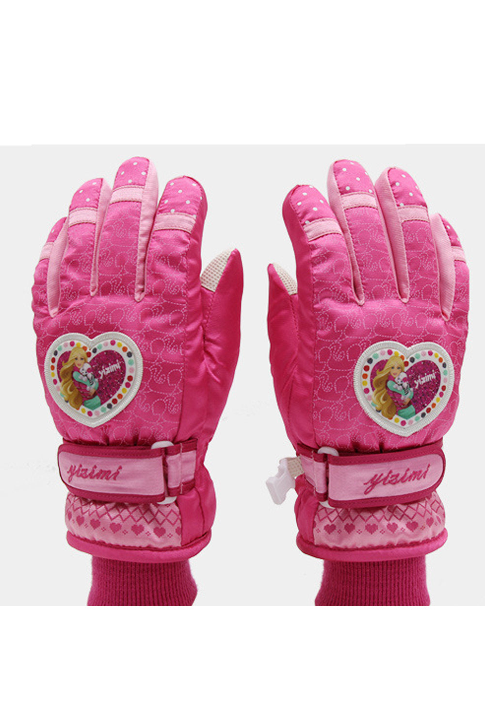 Women Thick Cartoon Printed Elastic Cuffed Ski Gloves