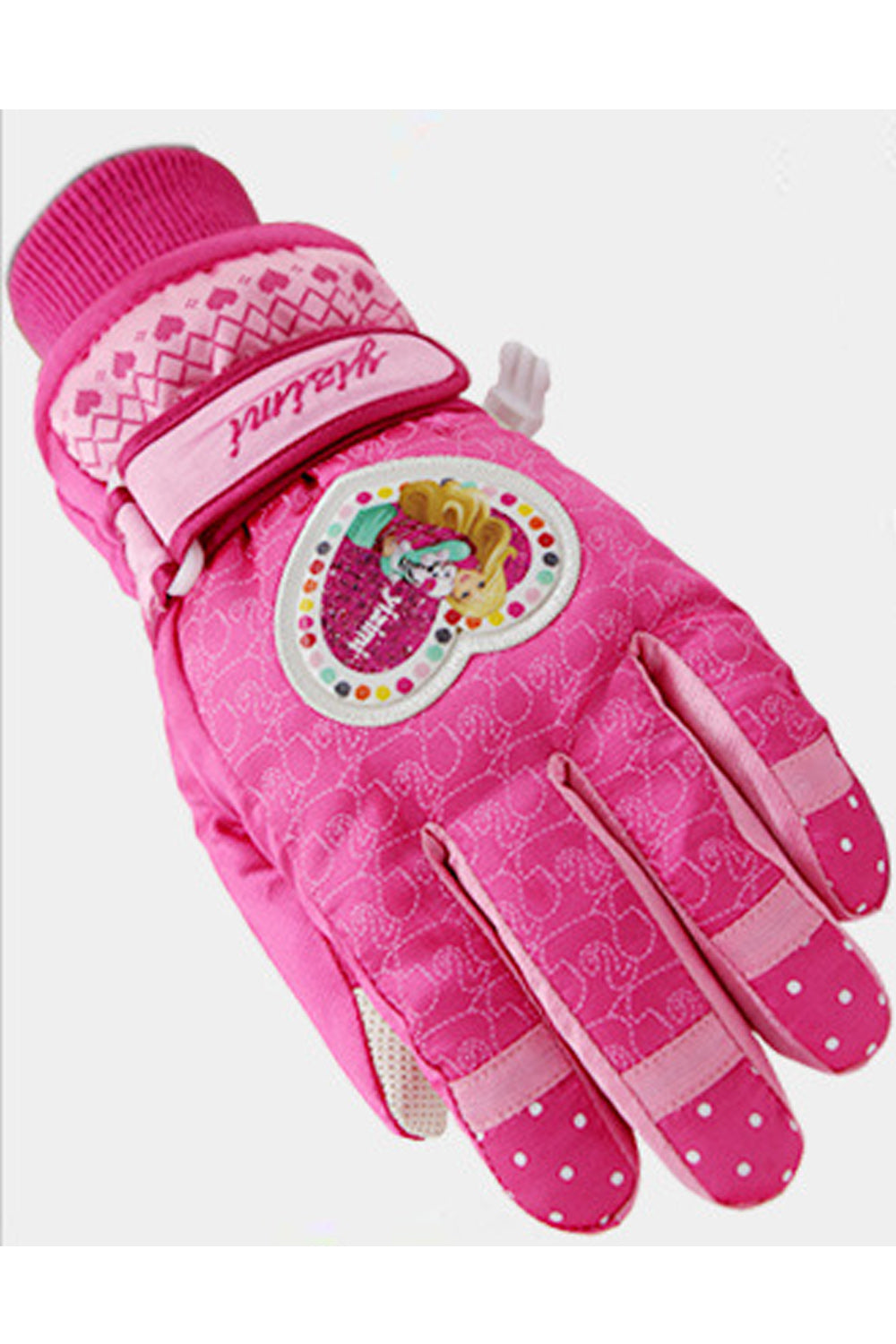 Women Thick Cartoon Printed Elastic Cuffed Ski Gloves
