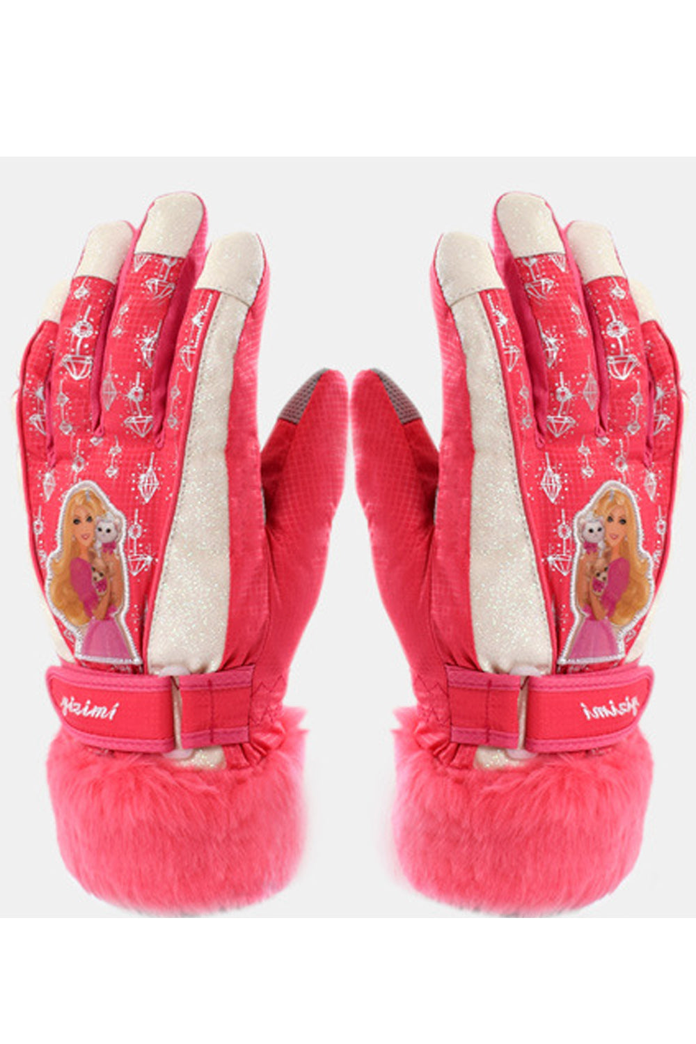 Women Cute Doll Print Windproof Thick Ski Goves