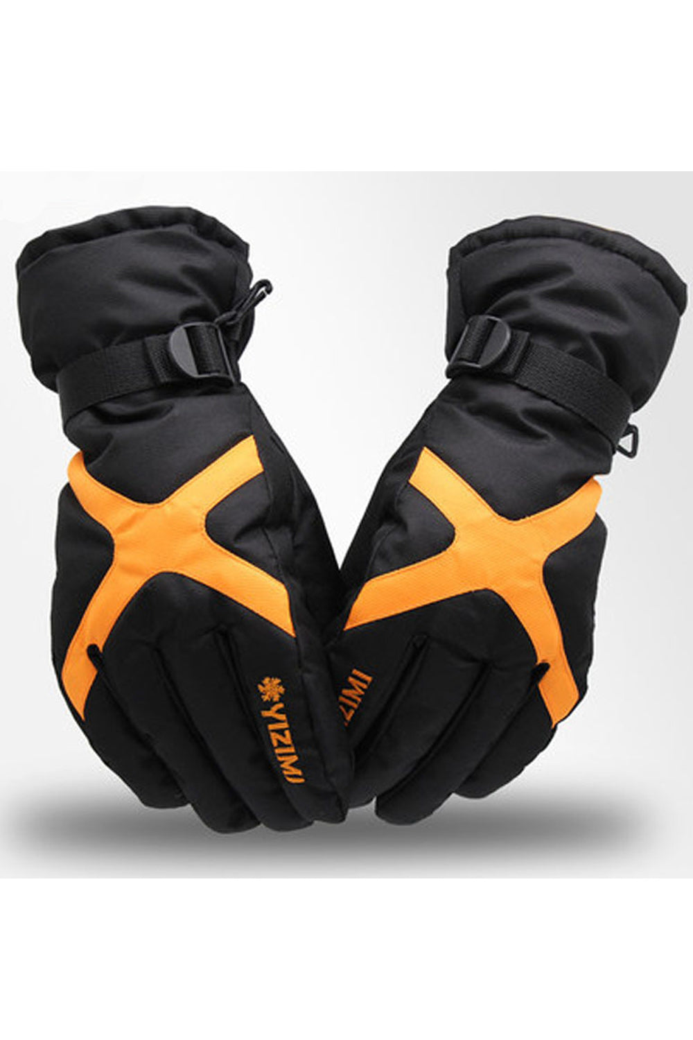 Women Thick Buckle Belt Warm Waterproof Ski Gloves
