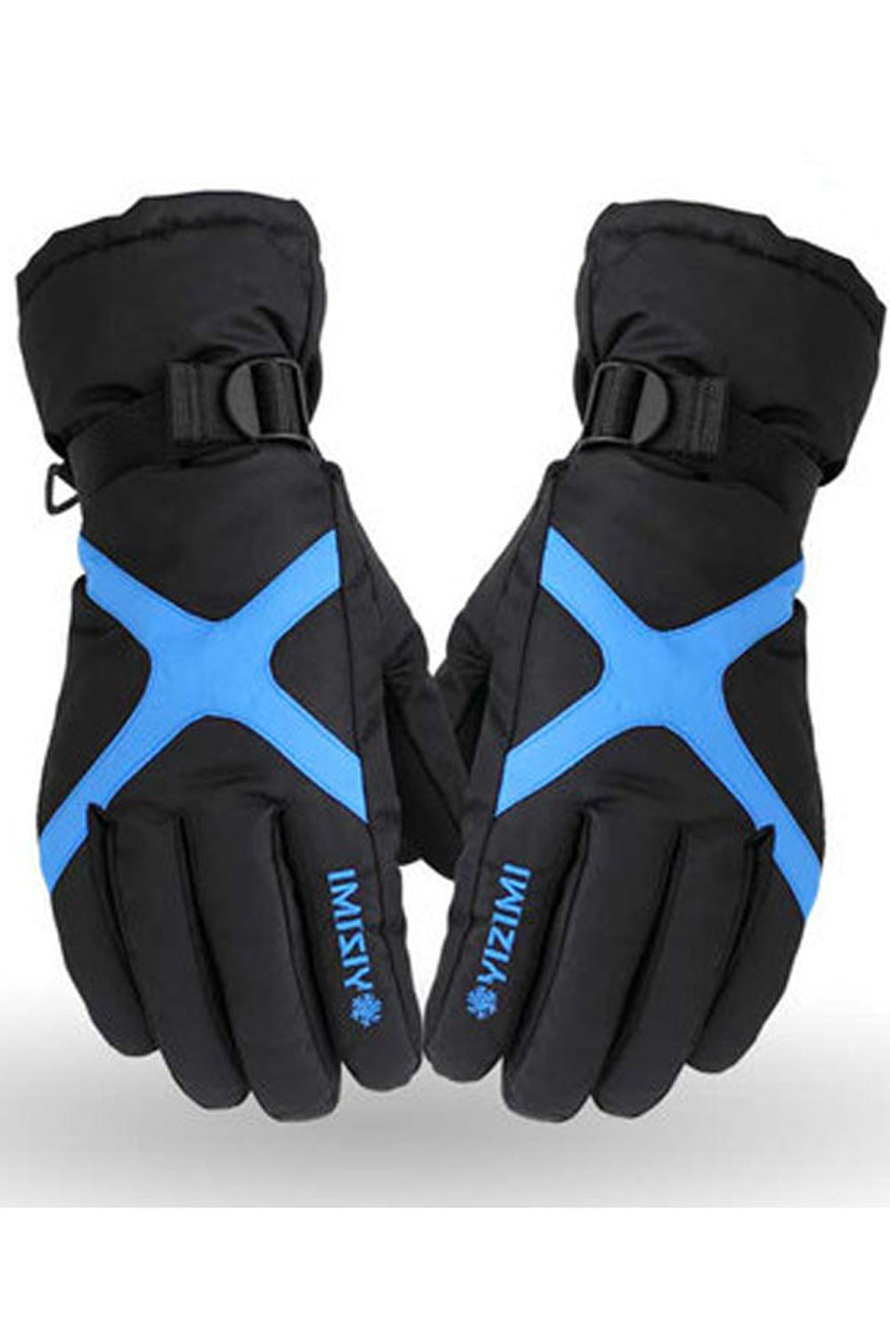 Women Thick Buckle Belt Warm Waterproof Ski Gloves