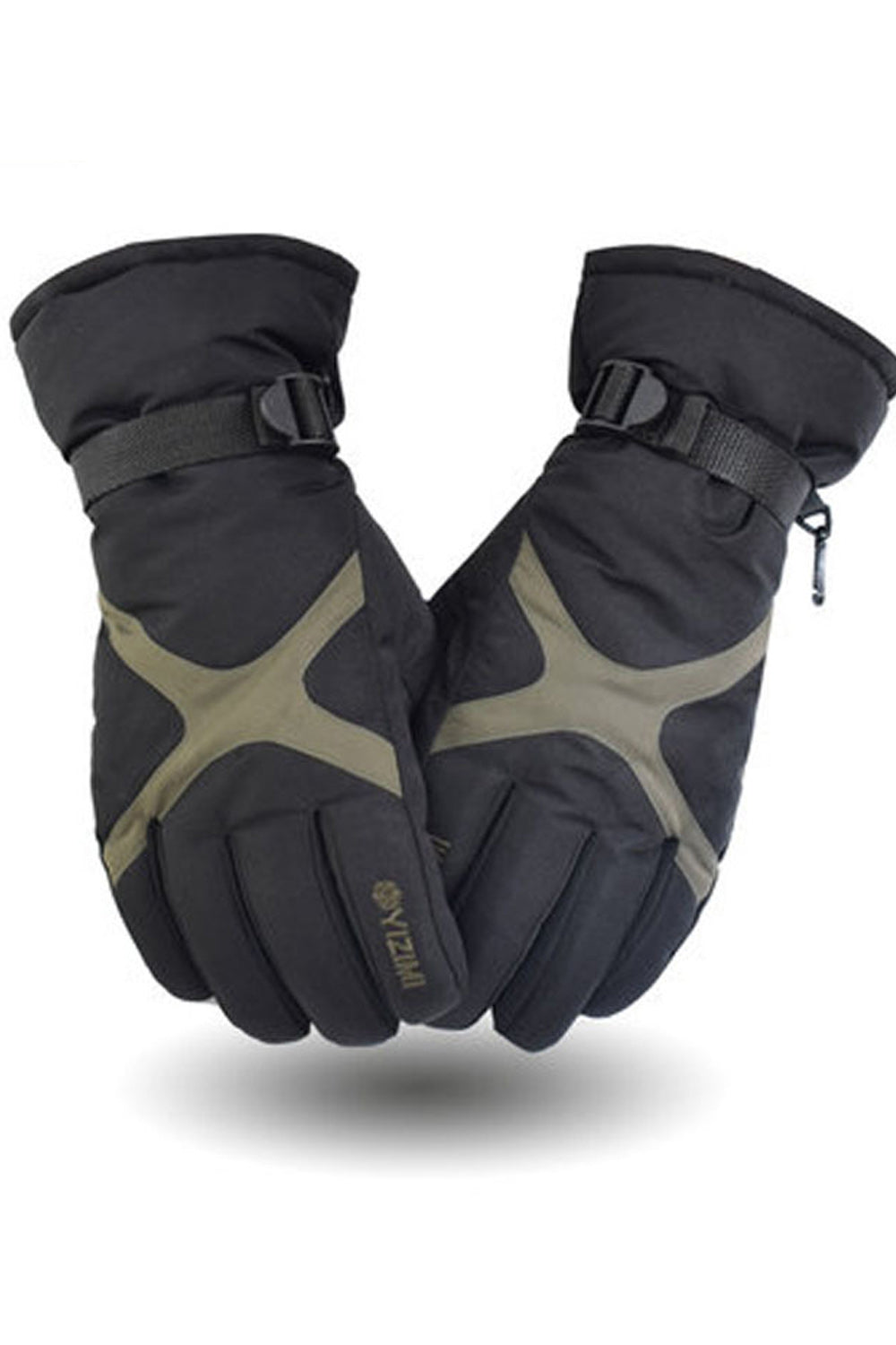 Women Thick Buckle Belt Warm Waterproof Ski Gloves