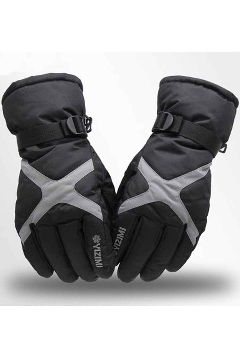 Women Thick Buckle Belt Warm Waterproof Ski Gloves