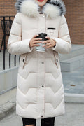 Women Elegant Solid Pattern Warm Long Sleeve Convenient Padded Jacket
