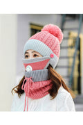 Women Breathable Earmuffs Mask Anti Fog Knitted Hat