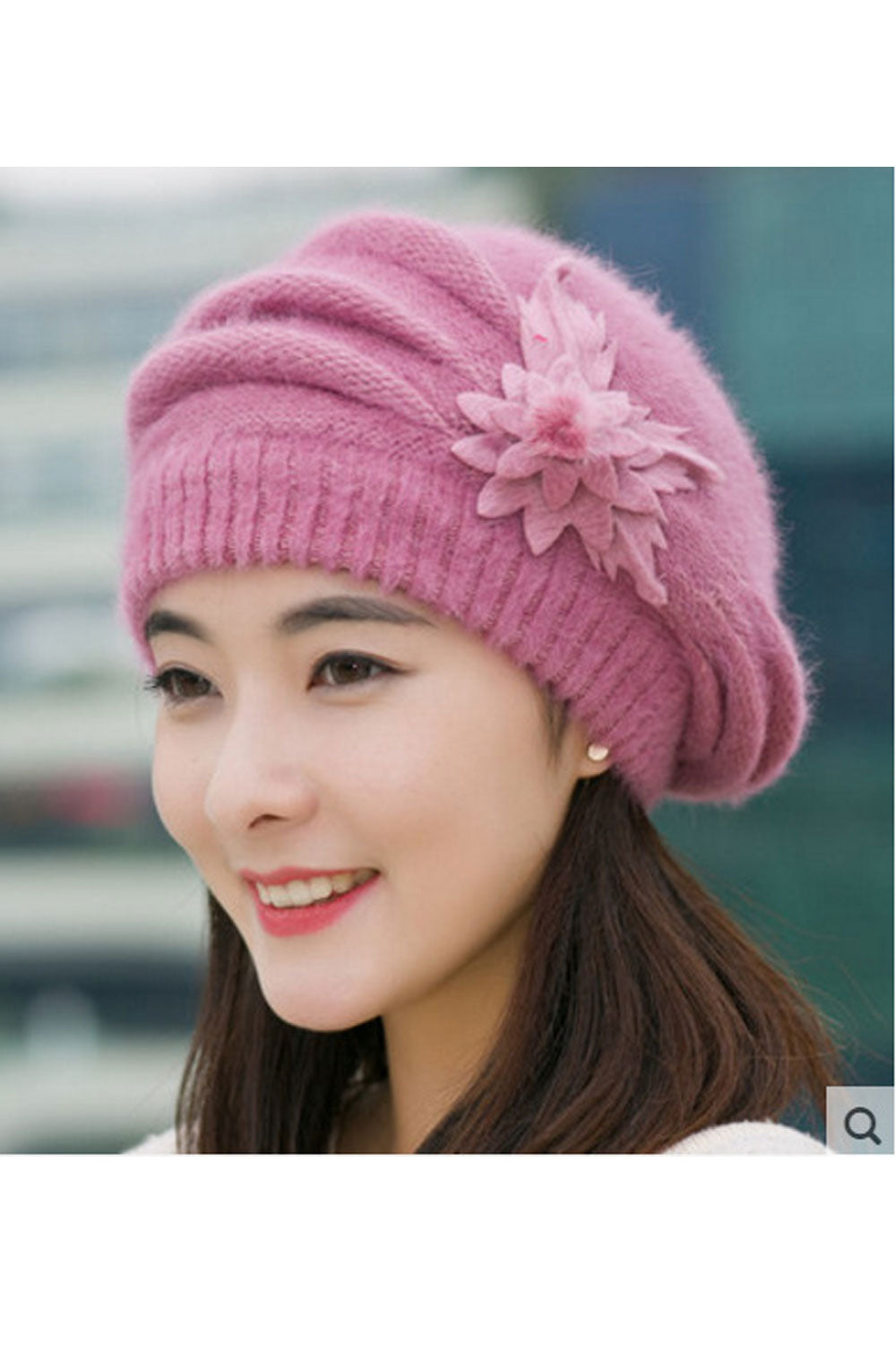 Women Casual Solid Color Earmuffs Warm Knitted Hat