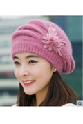 Women Casual Solid Color Earmuffs Warm Knitted Hat