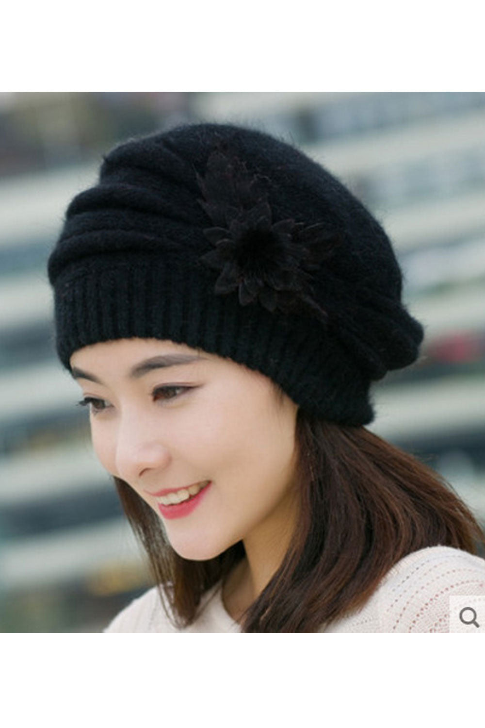 Women Casual Solid Color Earmuffs Warm Knitted Hat