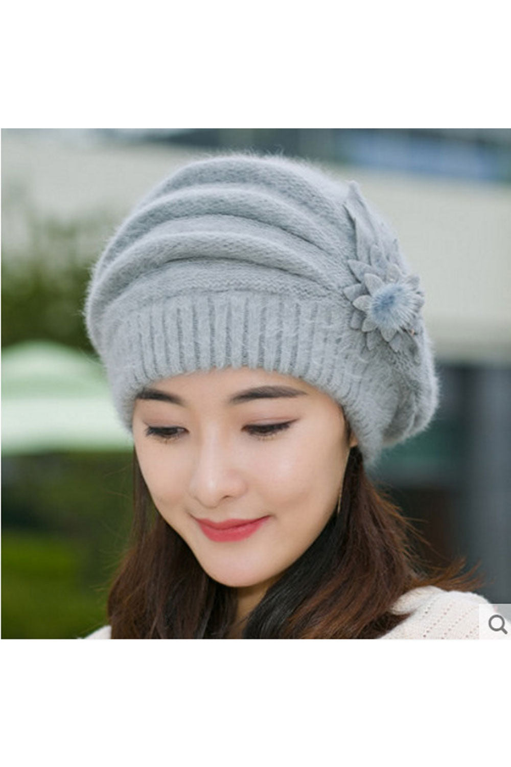Women Casual Solid Color Earmuffs Warm Knitted Hat