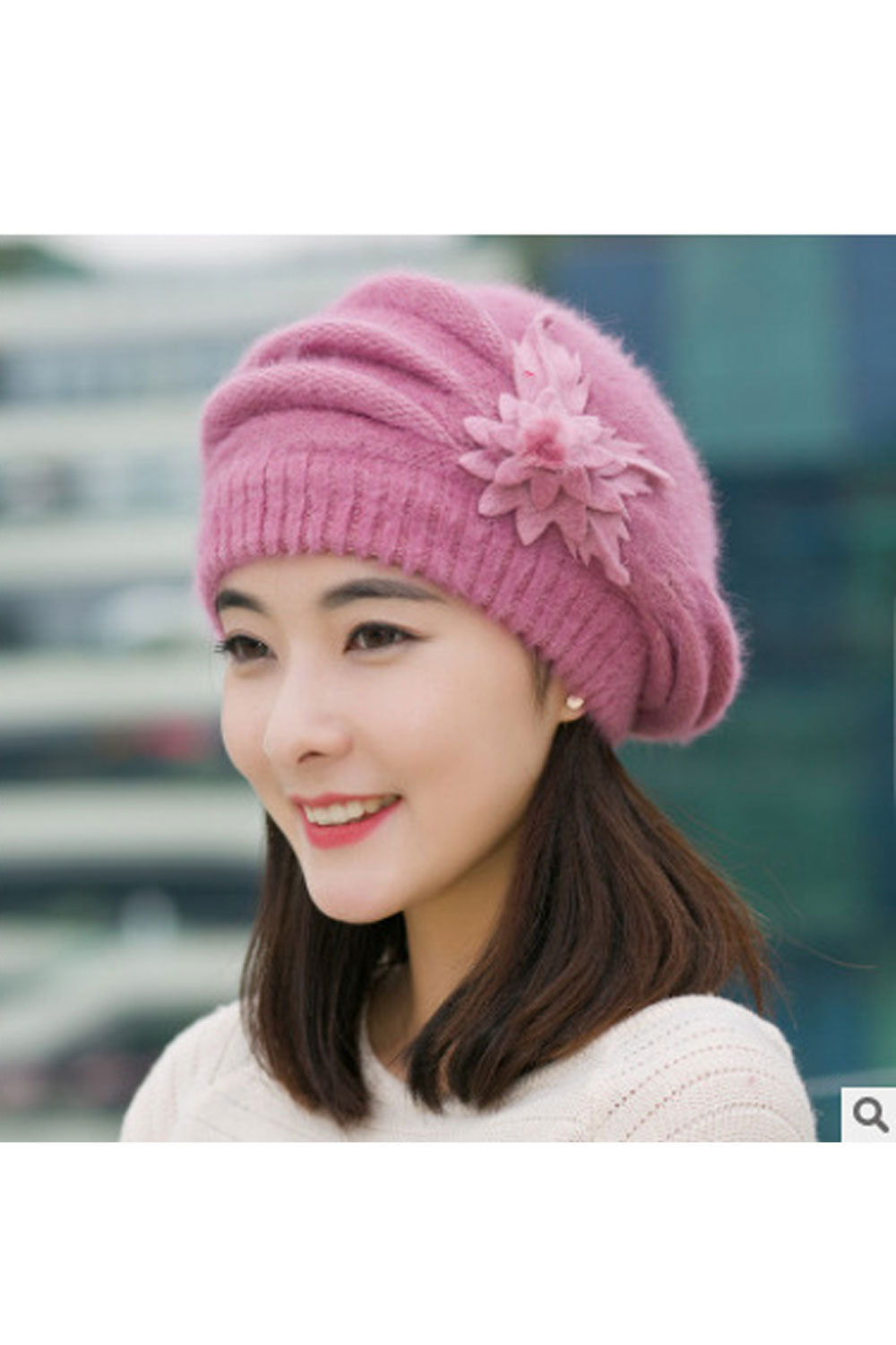 Women Casual Solid Color Earmuffs Warm Knitted Hat