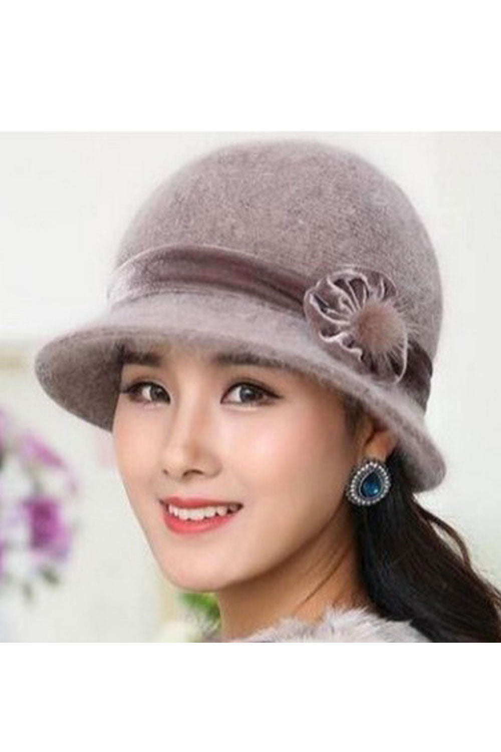 Women Beautiful Flower Decorated Warm Knitted Hat