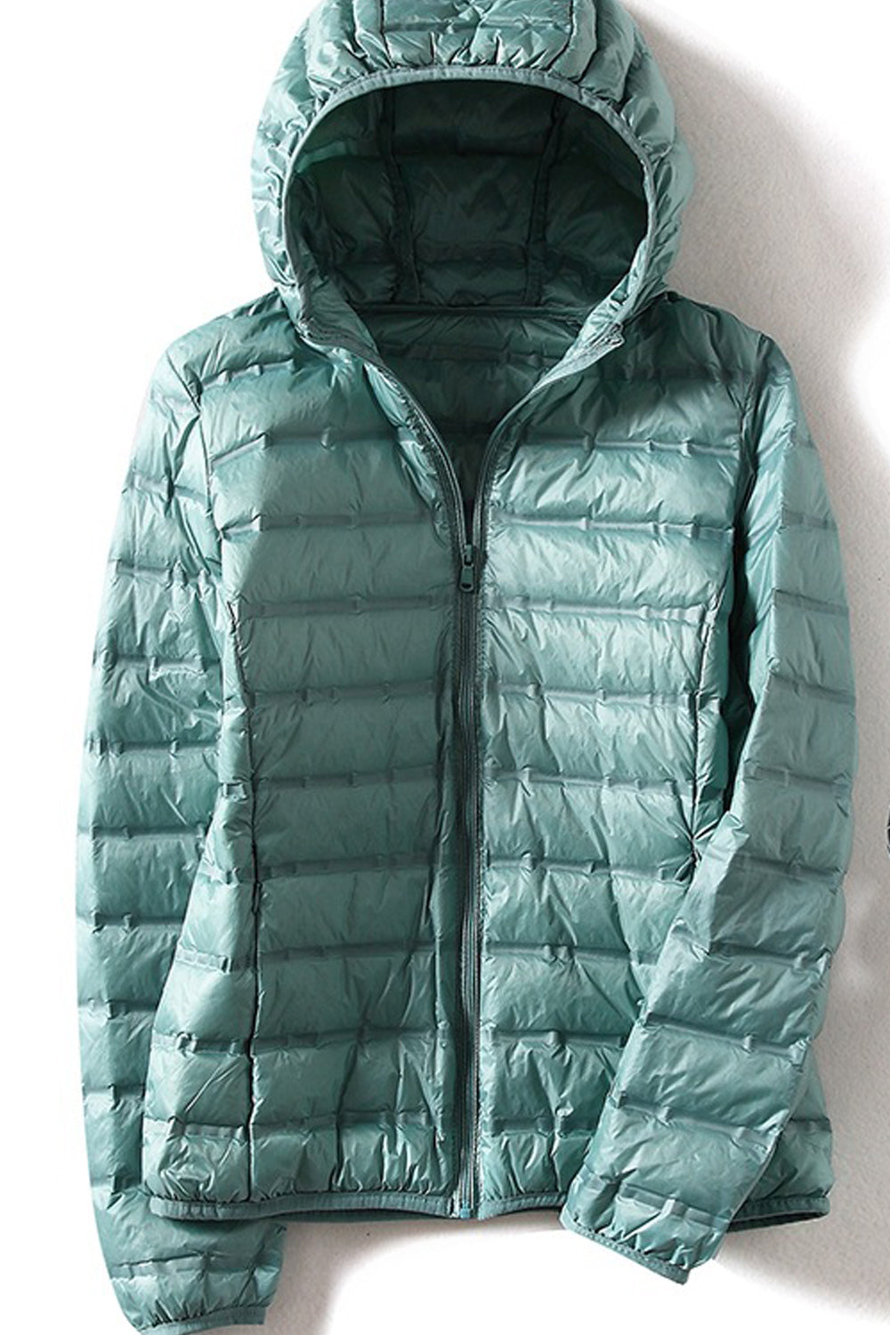 Women Hooded Neck Zipper Style Long Sleeve Warm Winter Padded Jacket