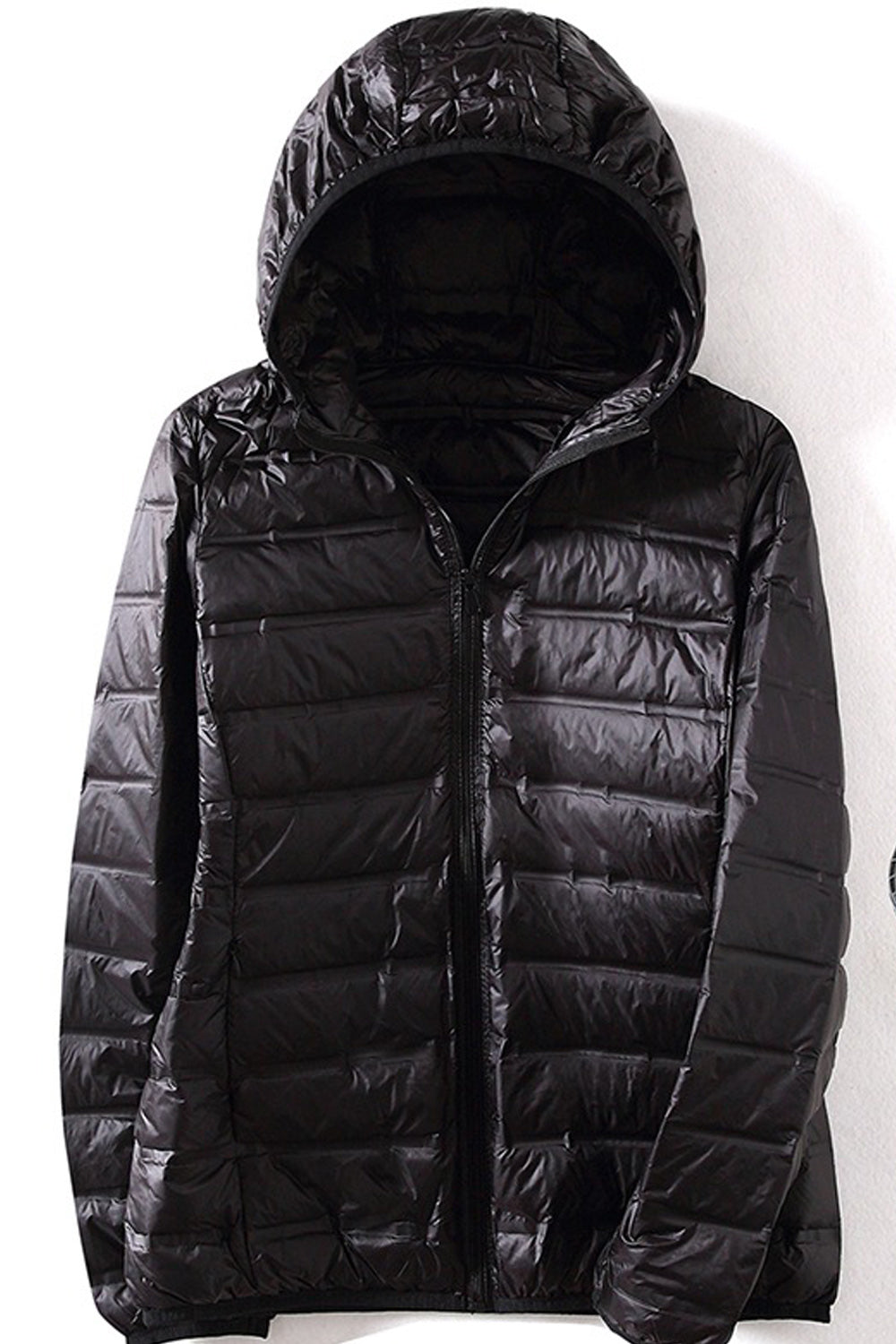Women Hooded Neck Zipper Style Long Sleeve Warm Winter Padded Jacket