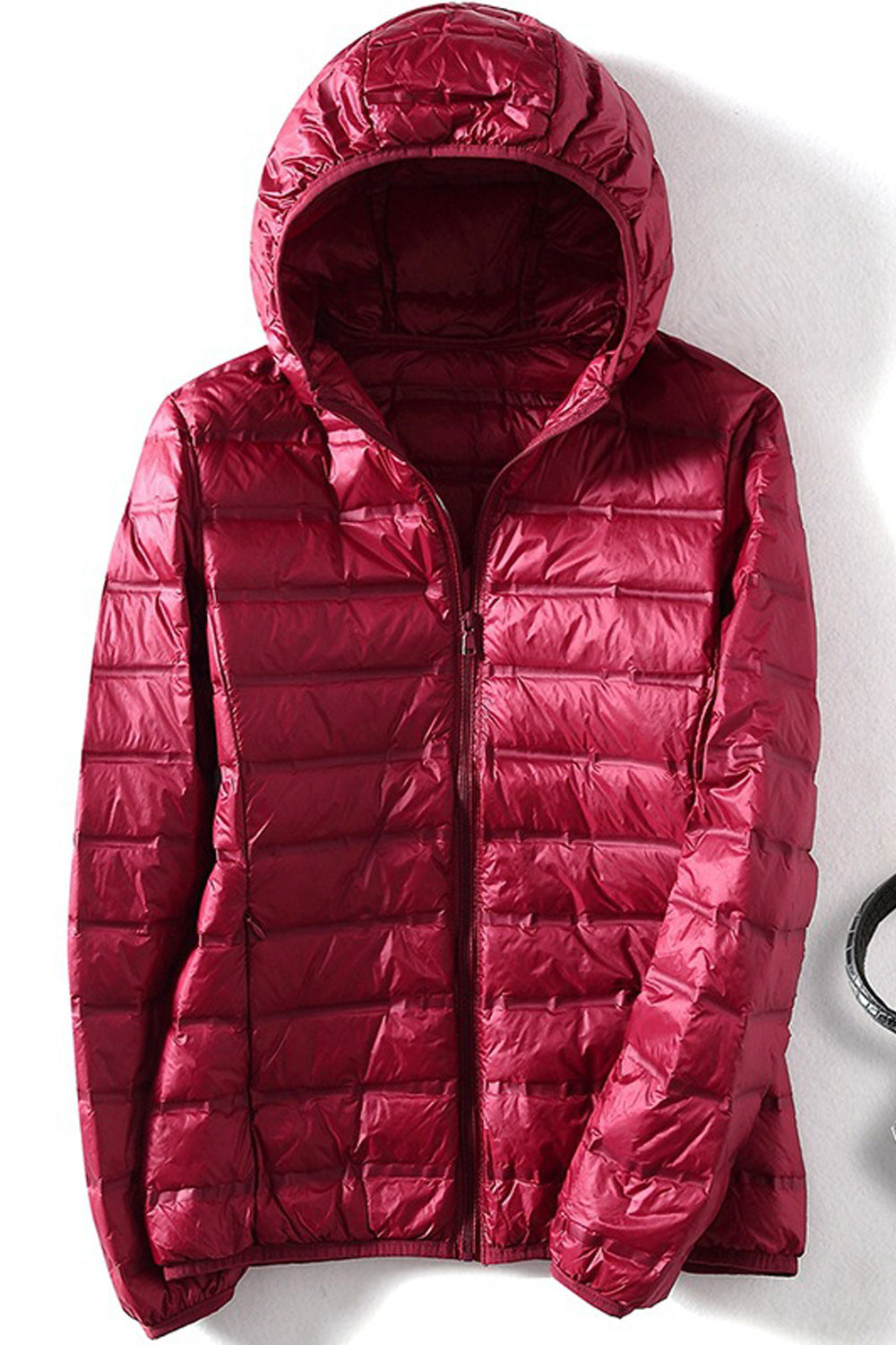 Women Hooded Neck Zipper Style Long Sleeve Warm Winter Padded Jacket