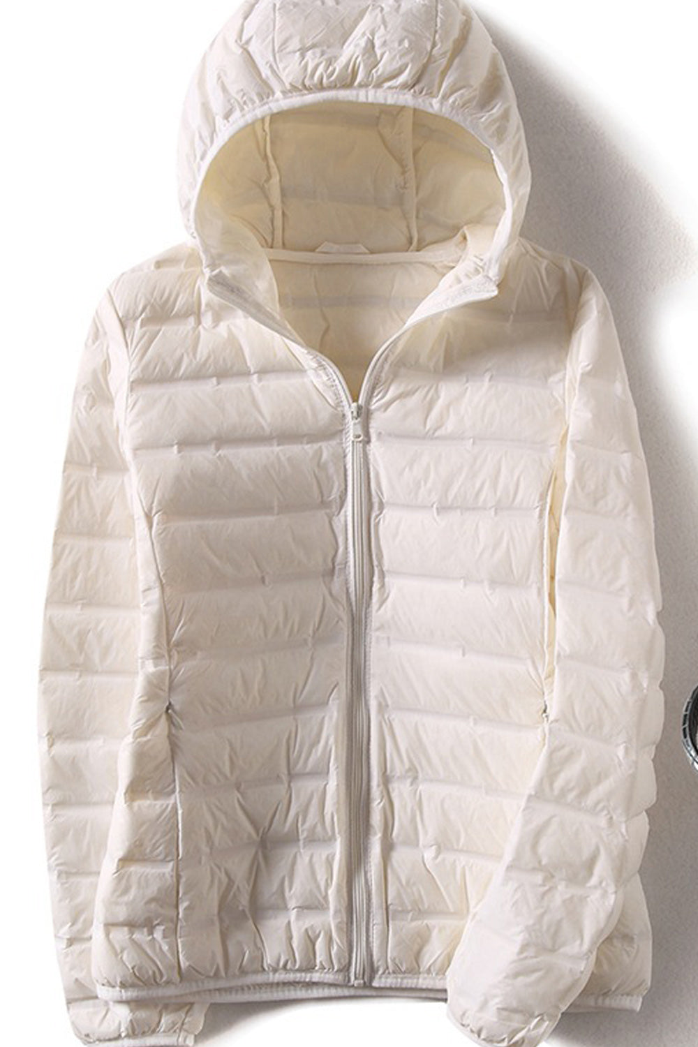 Women Hooded Neck Zipper Style Long Sleeve Warm Winter Padded Jacket