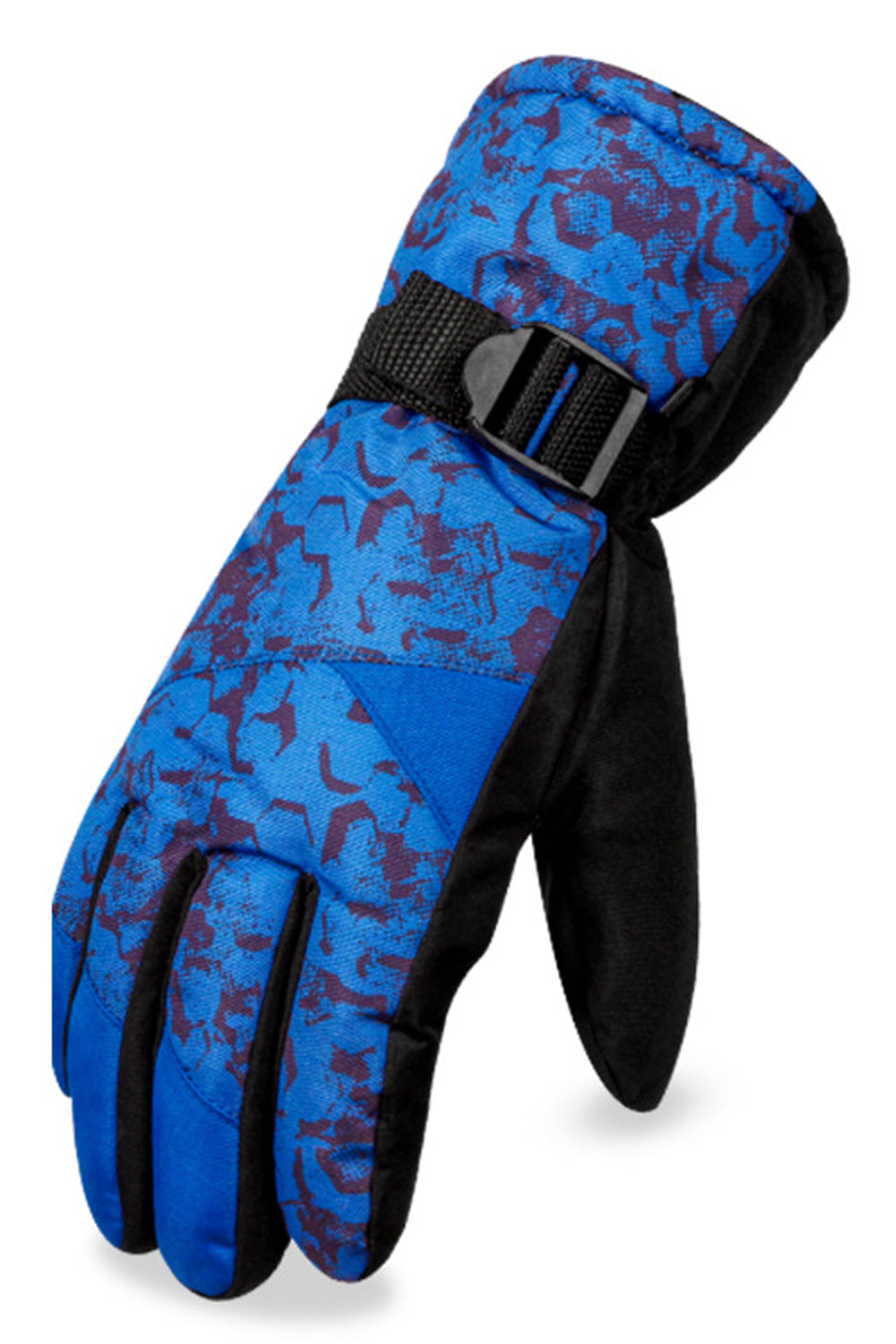 Women Buckle Strap Wind Resistant Warm Winter Ski Gloves