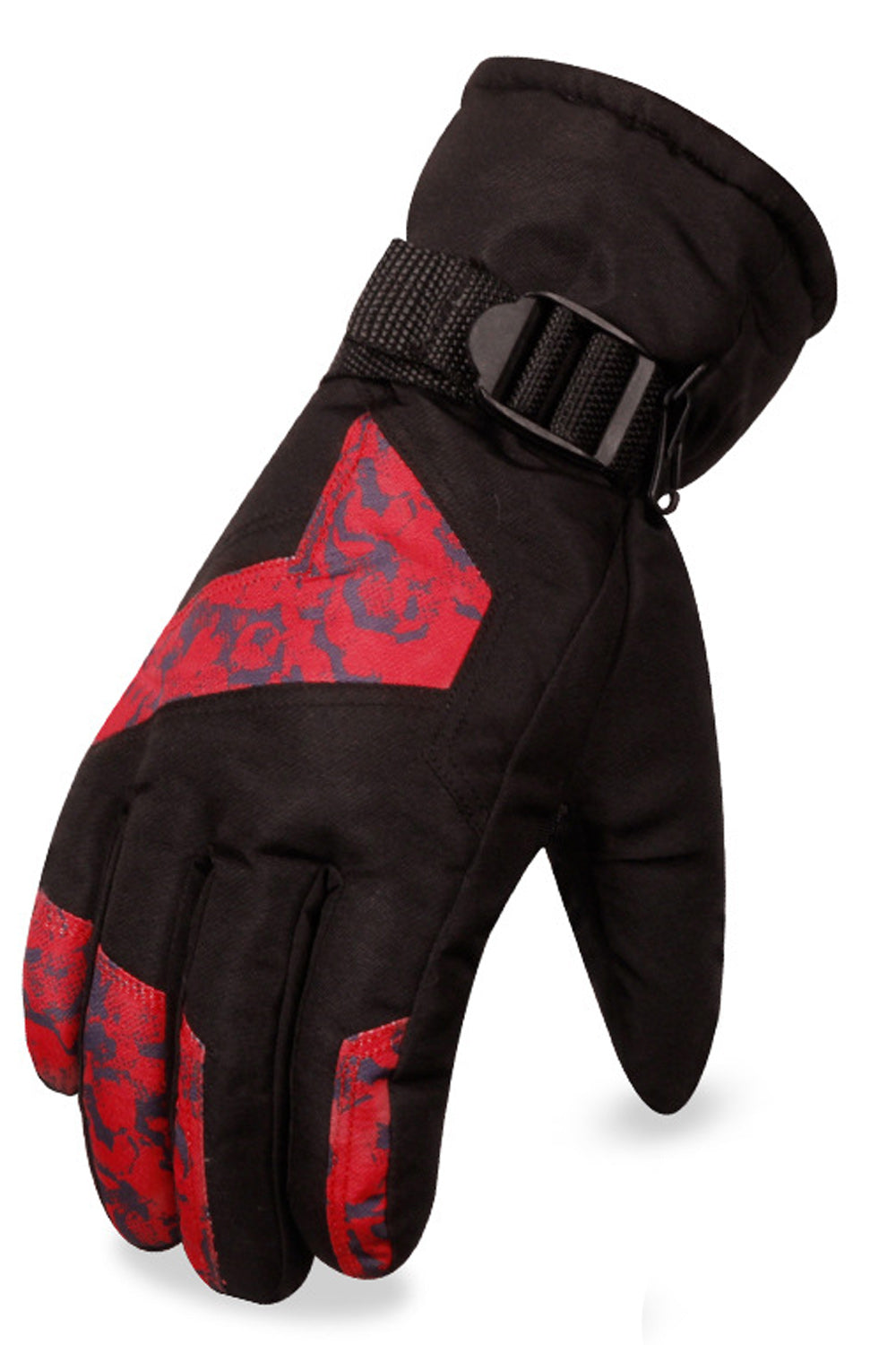 Women Buckle Strap Wind Resistant Warm Winter Ski Gloves