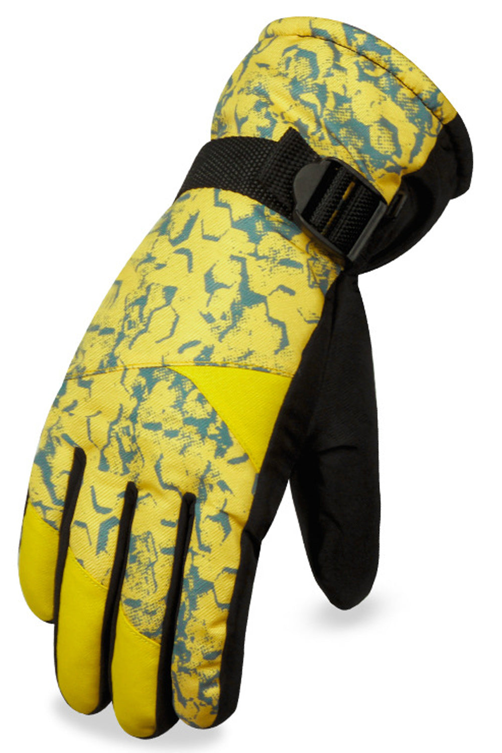 Women Buckle Strap Wind Resistant Warm Winter Ski Gloves