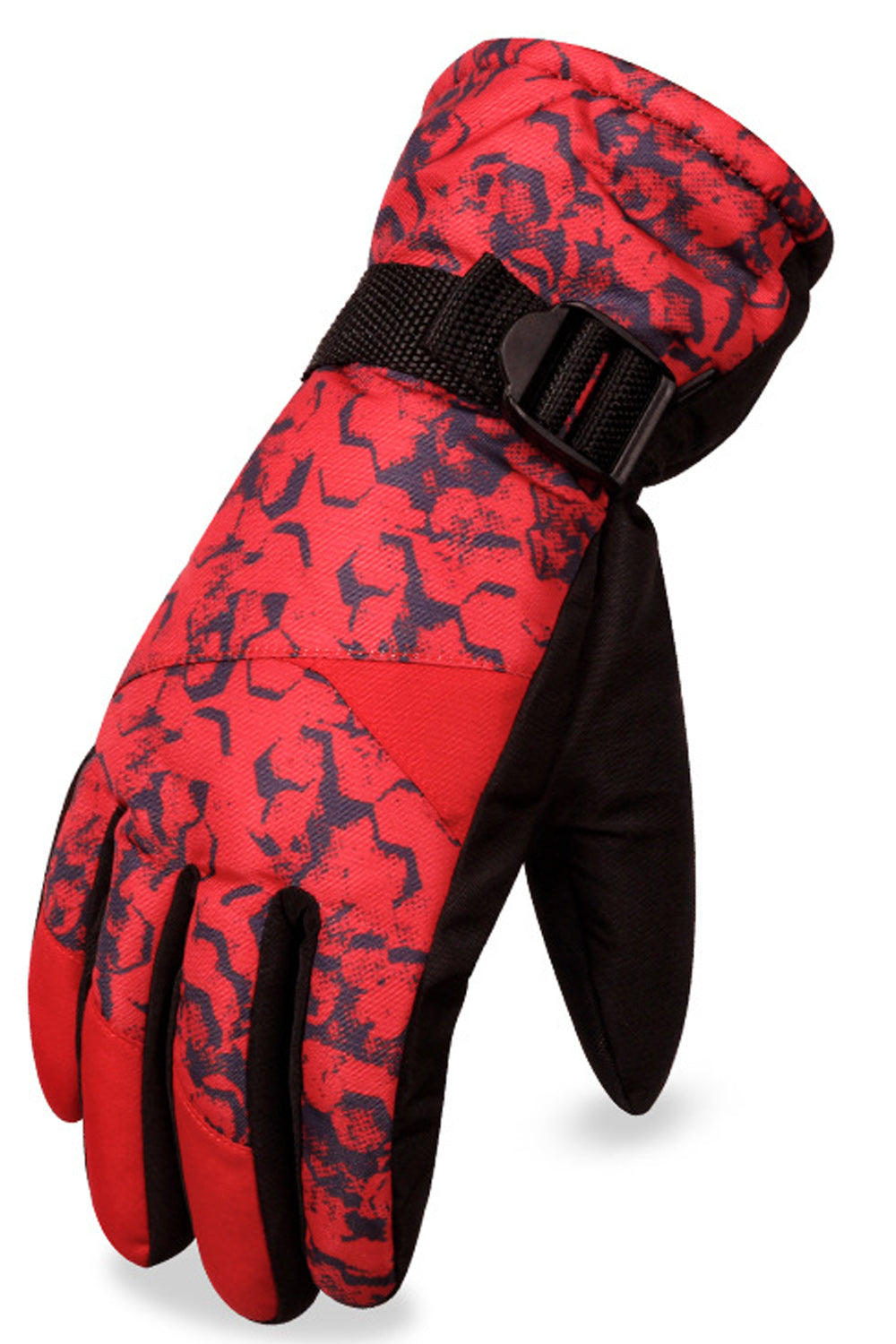 Women Buckle Strap Wind Resistant Warm Winter Ski Gloves