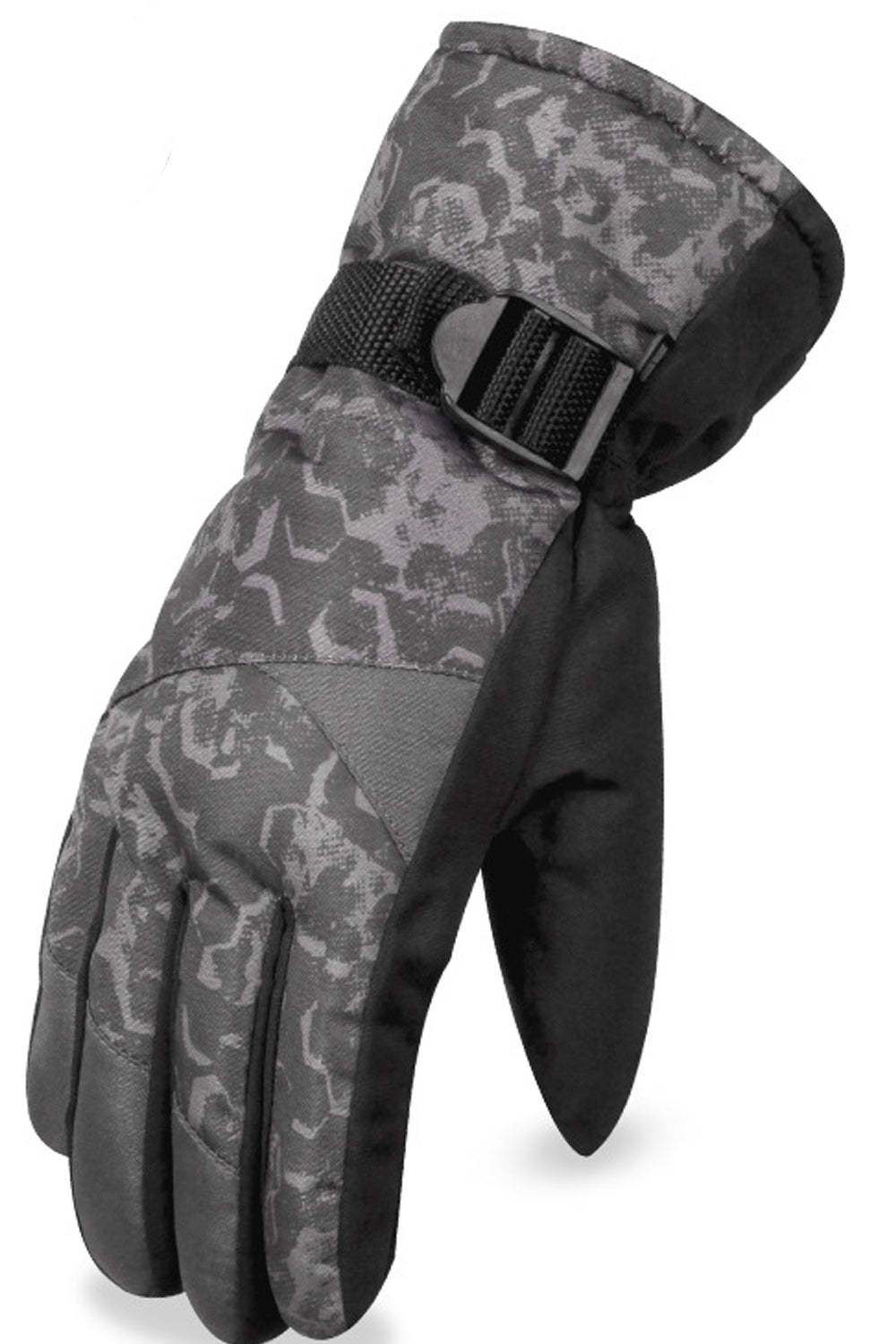 Women Buckle Strap Wind Resistant Warm Winter Ski Gloves