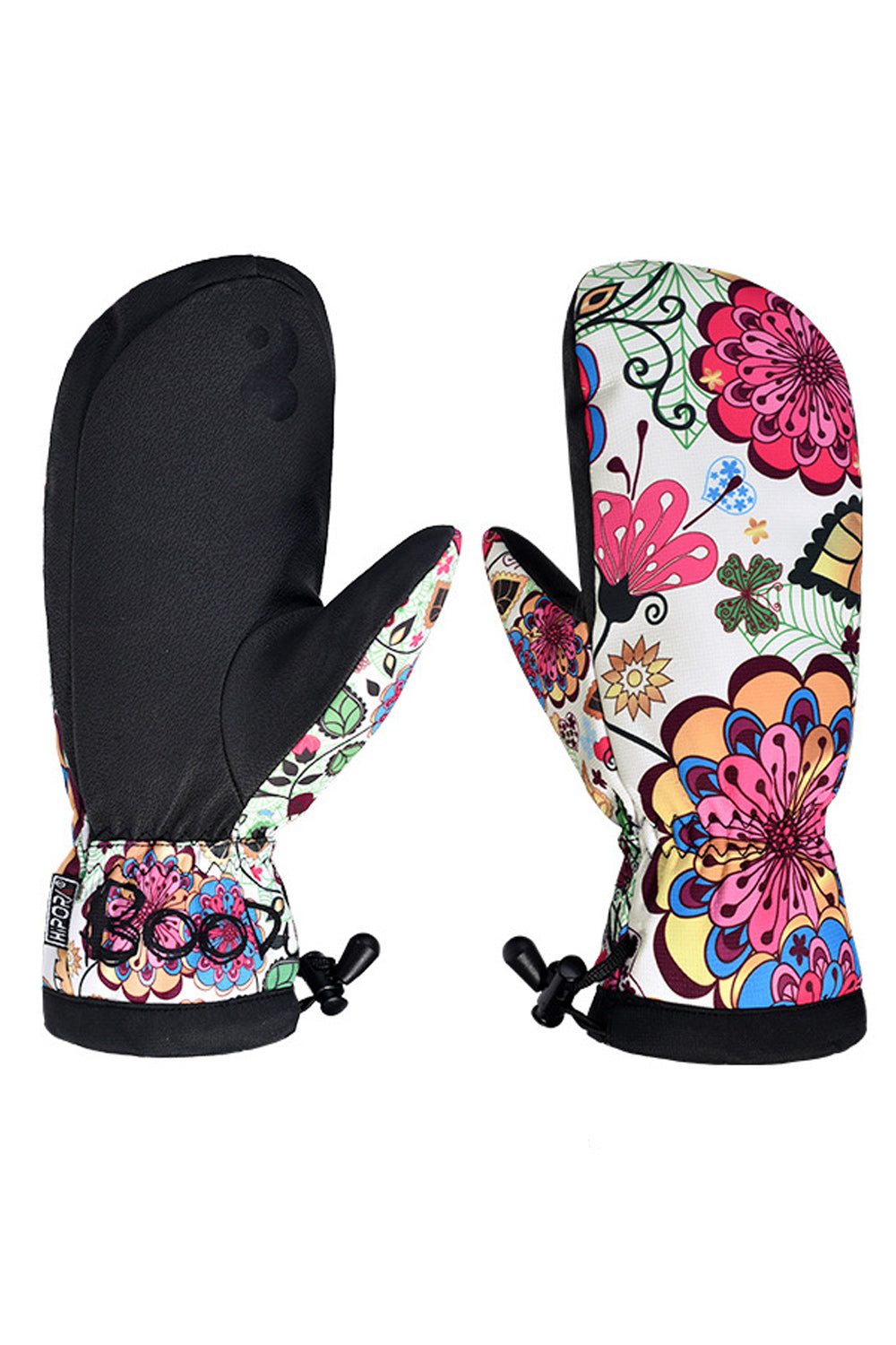 Women Beautiful Flower Print Thick & Warm Ski Gloves