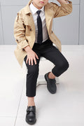 Kids Boys Button Closure Elegant Solid Pattern Long Sleeve Coat