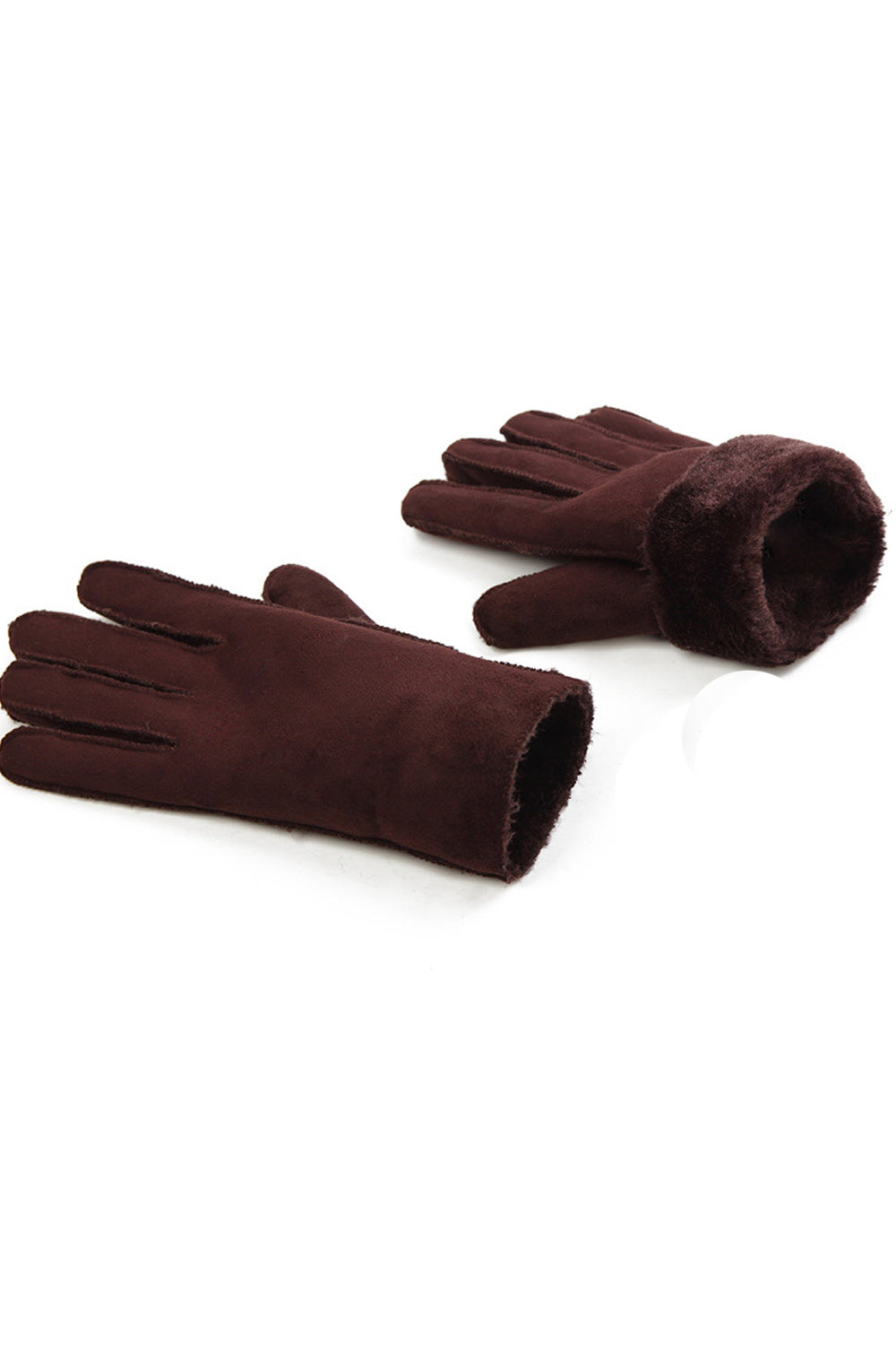 Women Pretty Solid Pattern Thick Cozy Casual Winter Suede Gloves