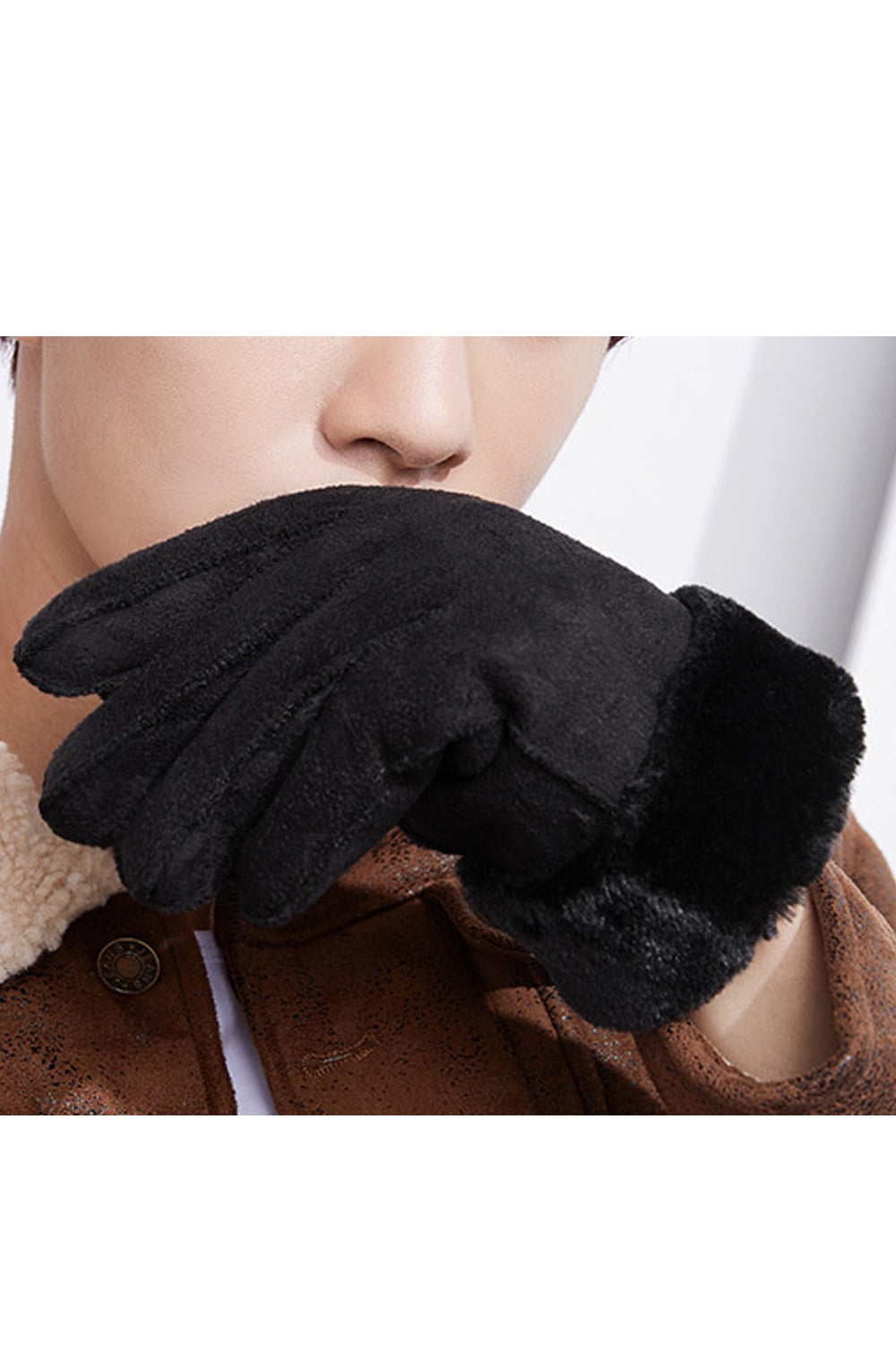 Women Pretty Solid Pattern Thick Cozy Casual Winter Suede Gloves