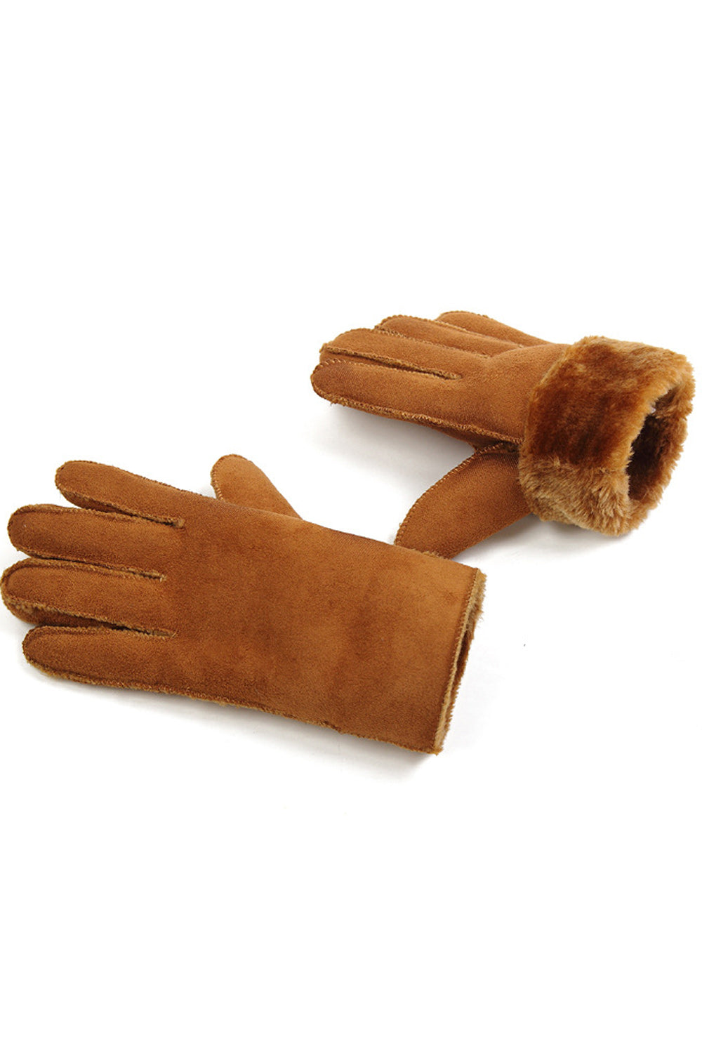 Women Pretty Solid Pattern Thick Cozy Casual Winter Suede Gloves