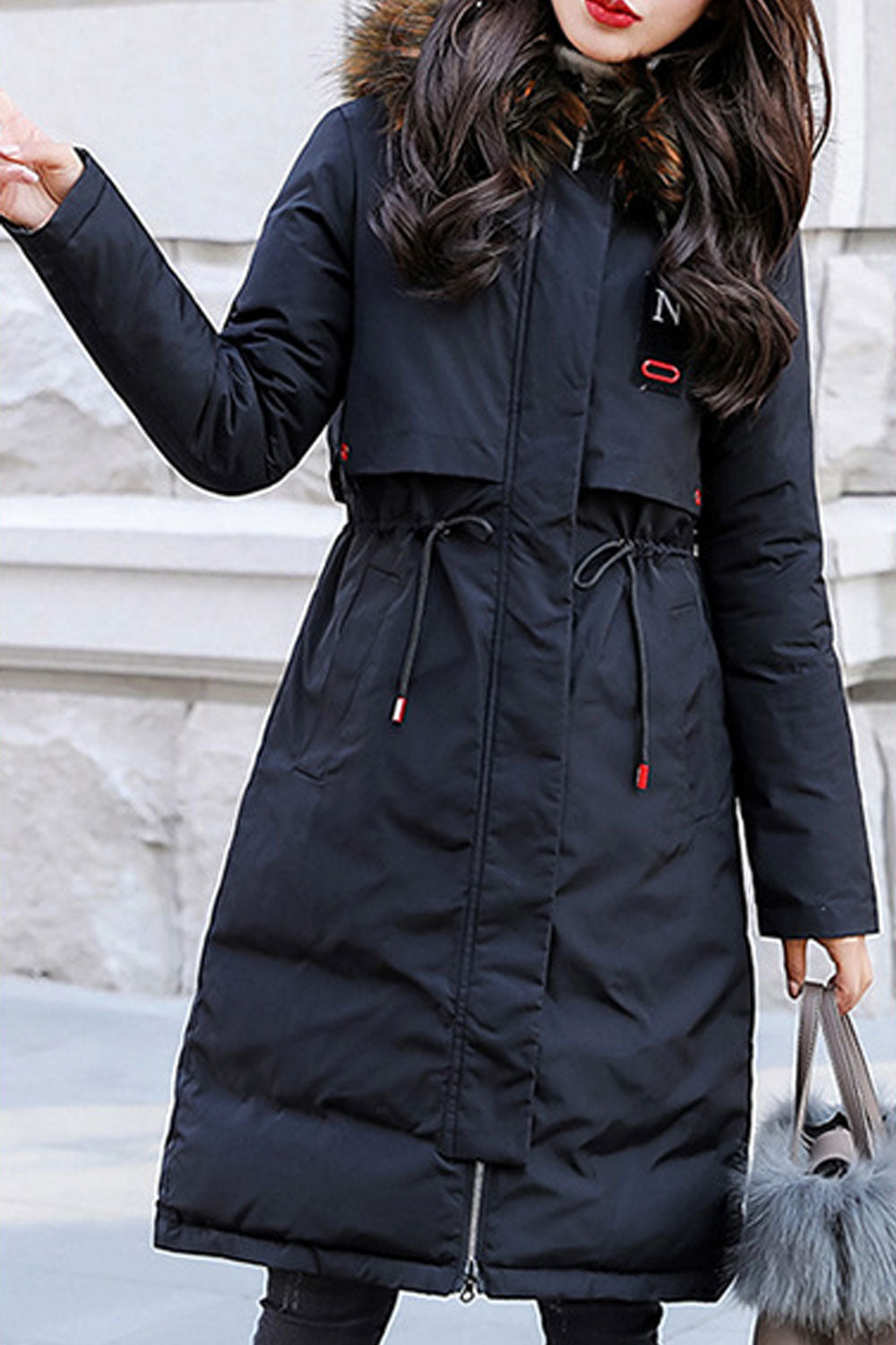 Women Long Sleeve Hooded Style Side Pockets Solid Colored Padded Jacket