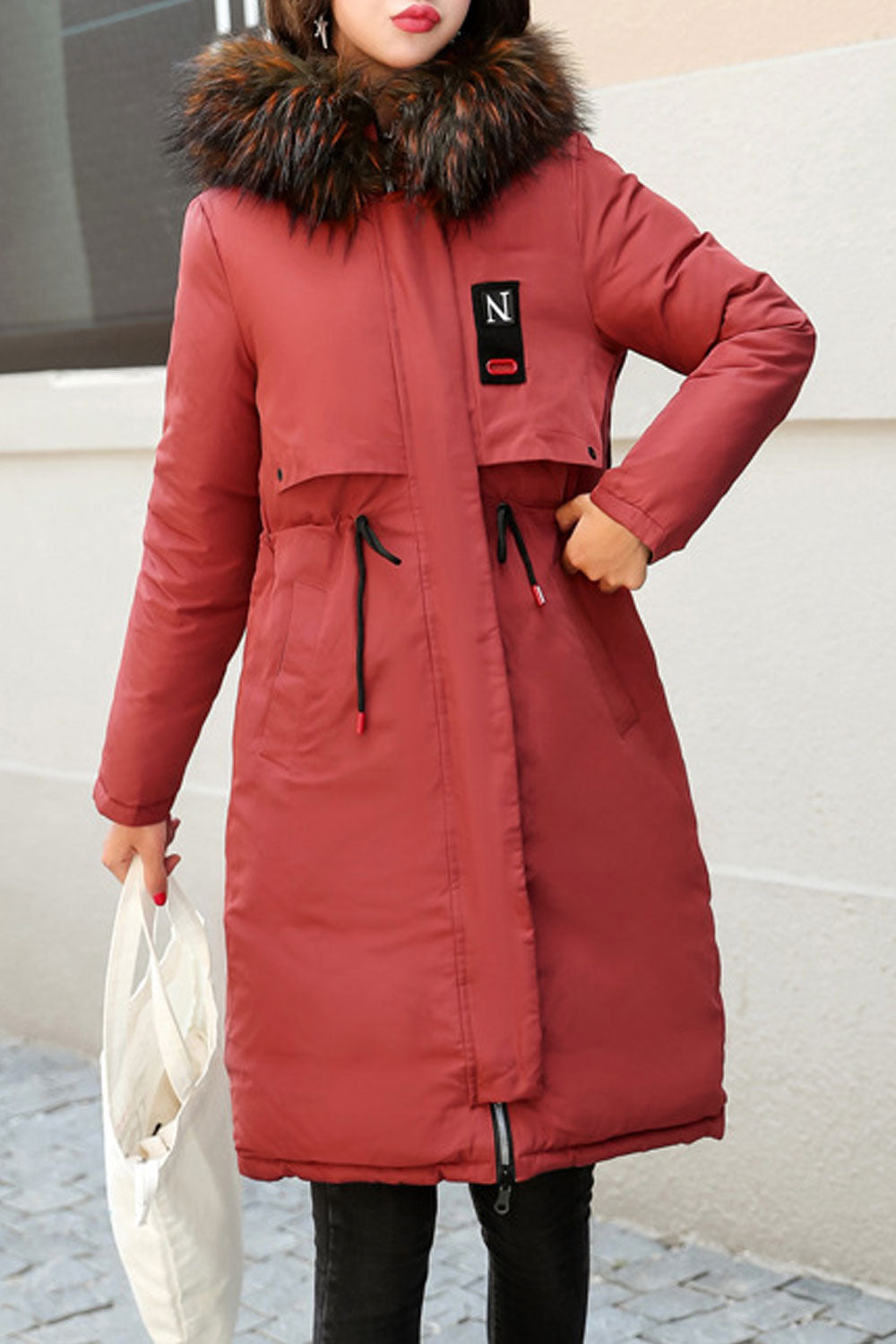 Women Long Sleeve Hooded Style Side Pockets Solid Colored Padded Jacket