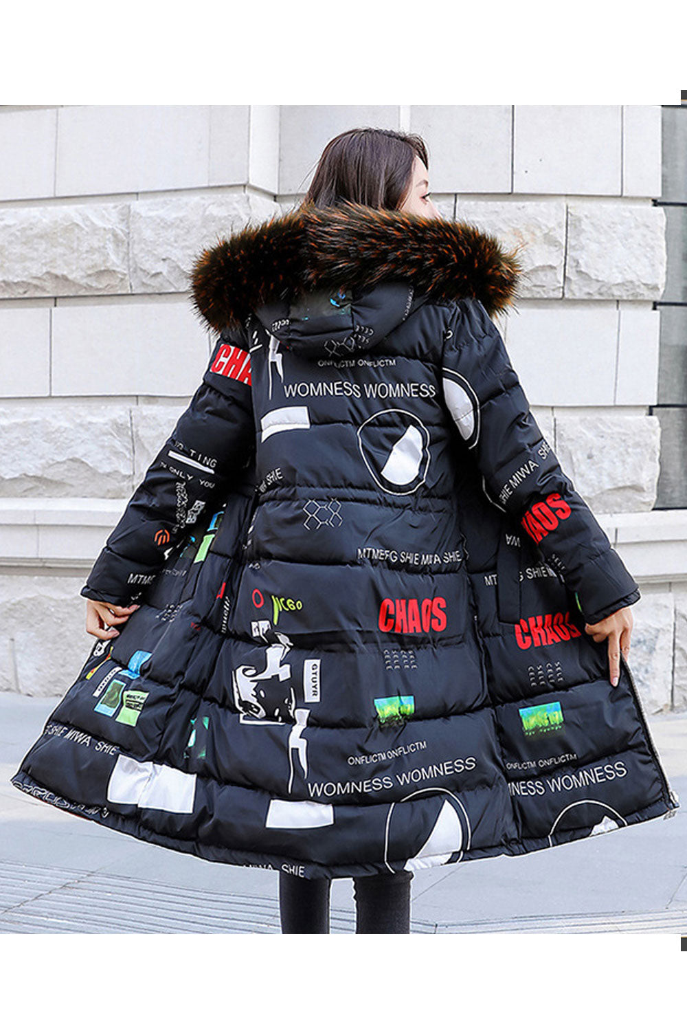Women Long Sleeve Hooded Style Side Pockets Solid Colored Padded Jacket
