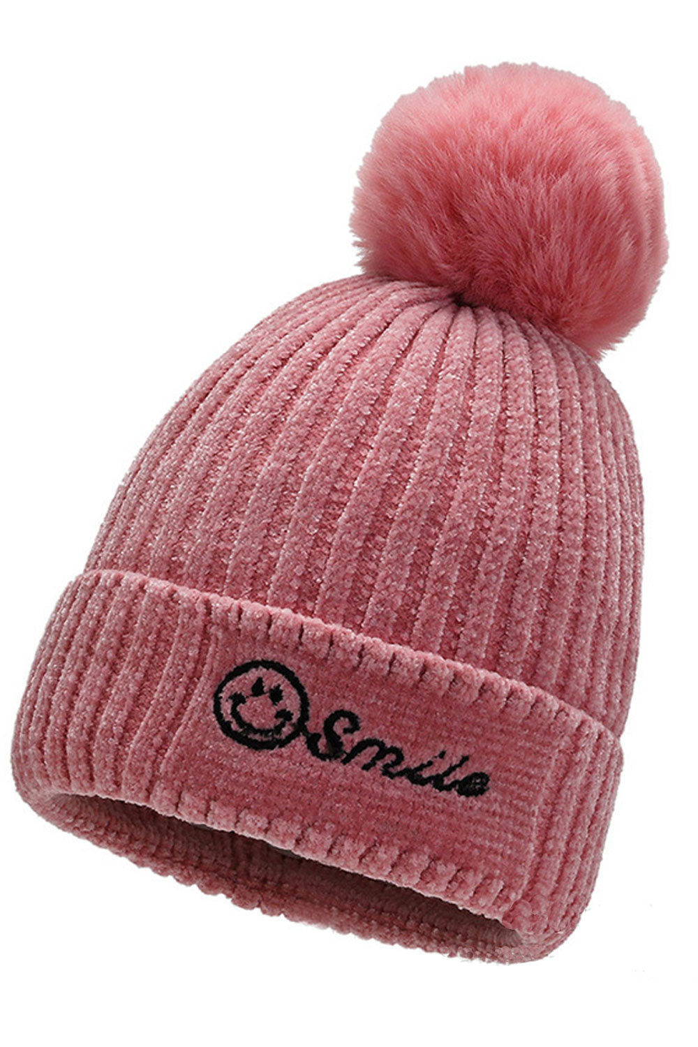 Women Cute Embroidered Woolen Ball Decorative Knitted Hat