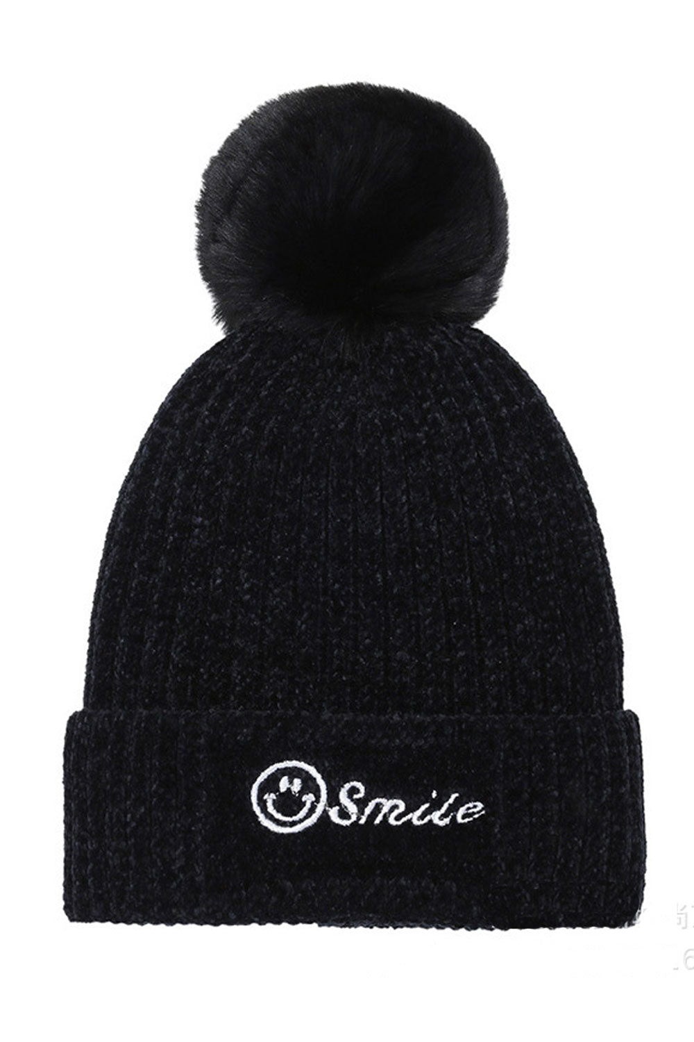 Women Cute Embroidered Woolen Ball Decorative Knitted Hat