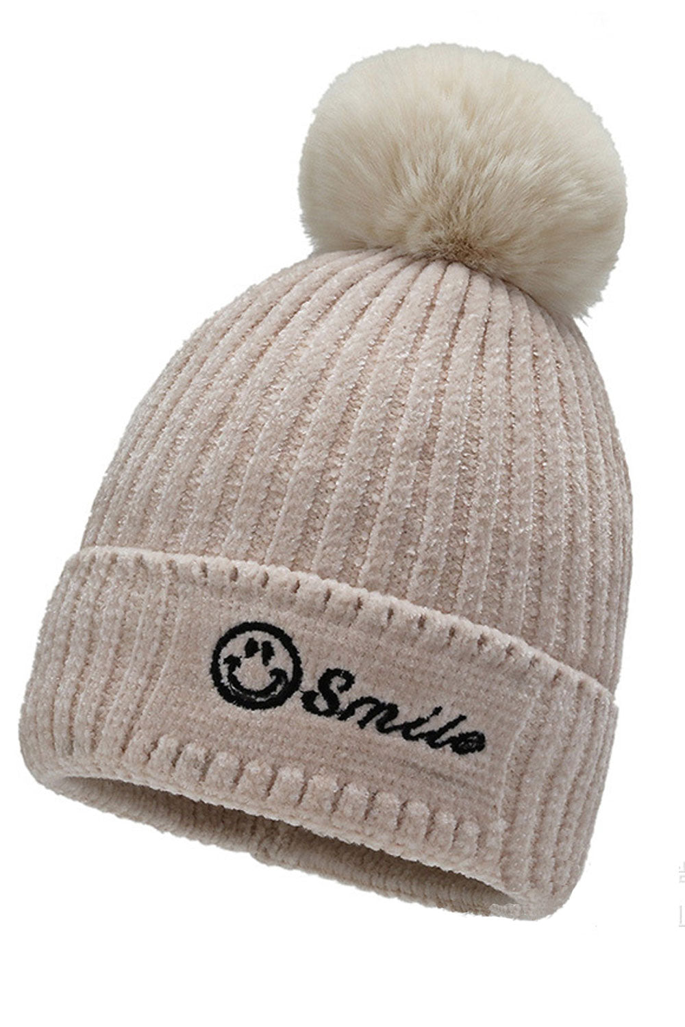 Women Cute Embroidered Woolen Ball Decorative Knitted Hat