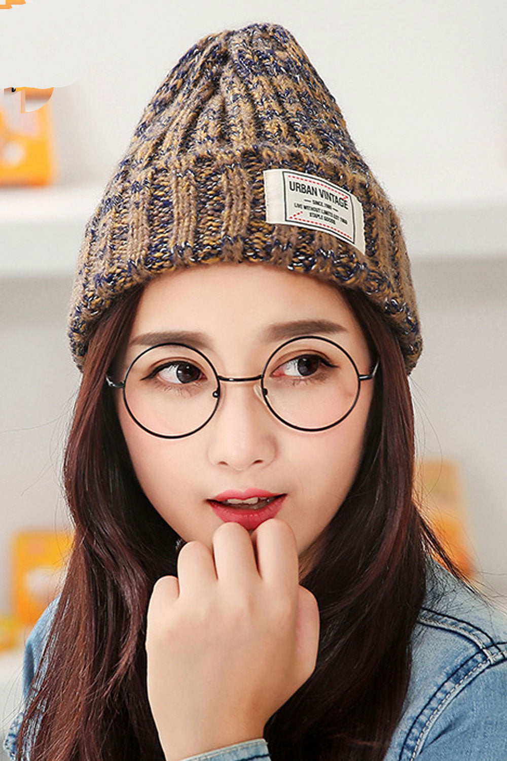 Women Sweet Letter Patch Casual Warm Knitted Hat