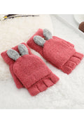 Women Pretty Solid Pattern Half Fingers Style Classy Knitted Gloves