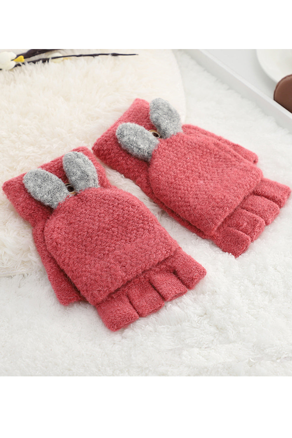 Women Pretty Solid Pattern Half Fingers Style Classy Knitted Gloves