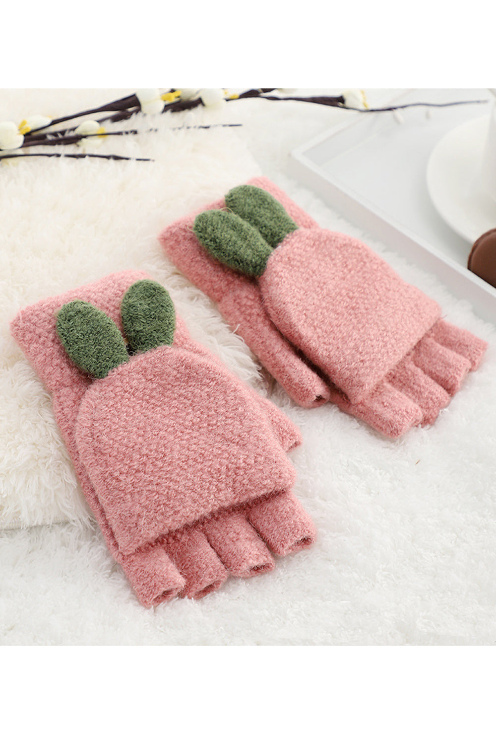 Women Pretty Solid Pattern Half Fingers Style Classy Knitted Gloves