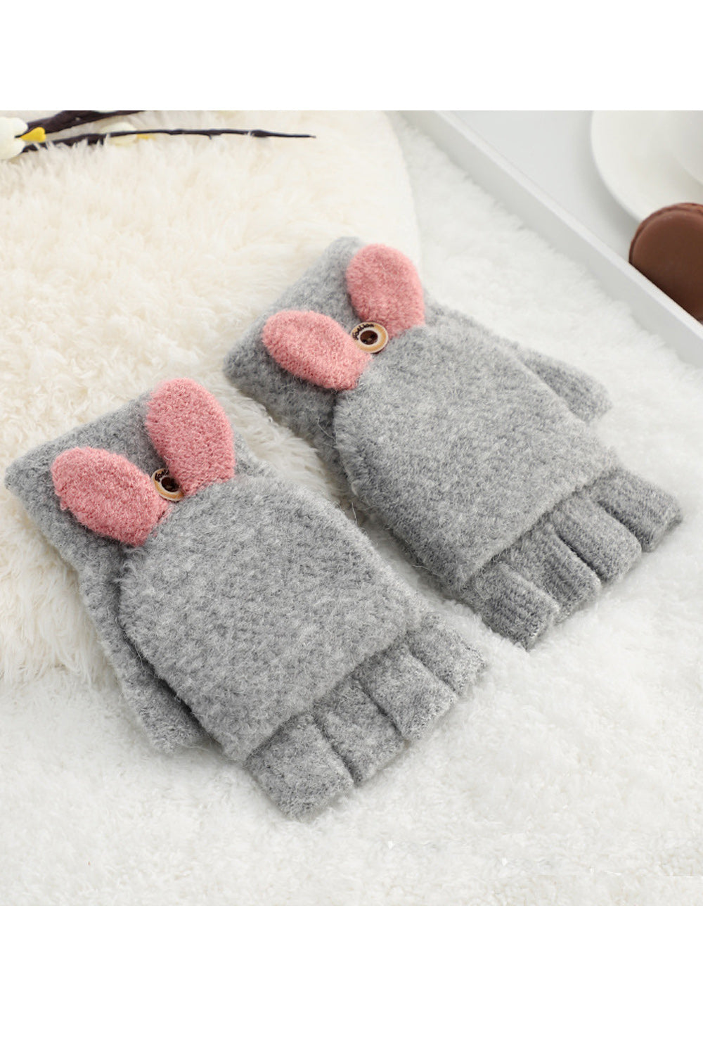 Women Pretty Solid Pattern Half Fingers Style Classy Knitted Gloves