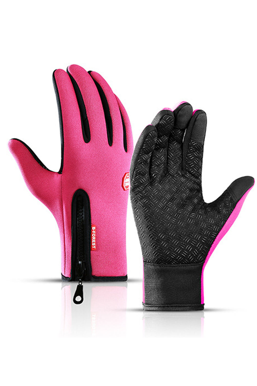 Women Thick Windproof Zipper Outdoor Warm Ski Gloves